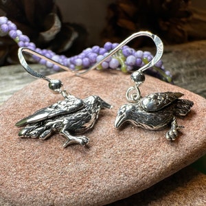 Raven Earrings, Celtic Jewelry, Wiccan Jewelry, Crow Jewelry, Black Bird Jewelry, Bird Jewelry, Pagan Jewelry, Nature Lover, Poe Jewelry