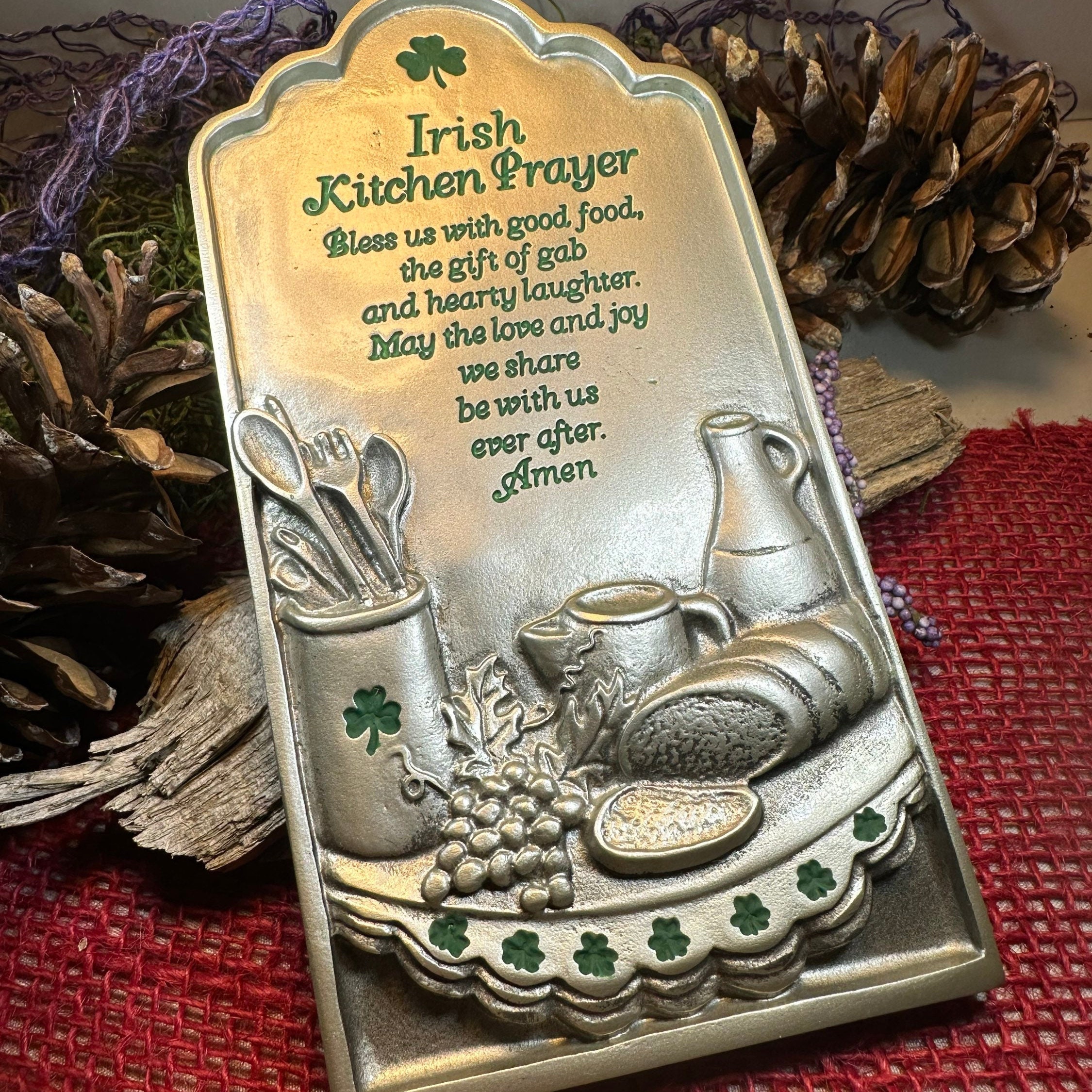 JennyGems St Patricks Day Decor, Irish Kitchen Blessing Wooden Sign, Irish Prayer, Irish Decorations for Home, 7.25 x 6 Hanging Wood Sign