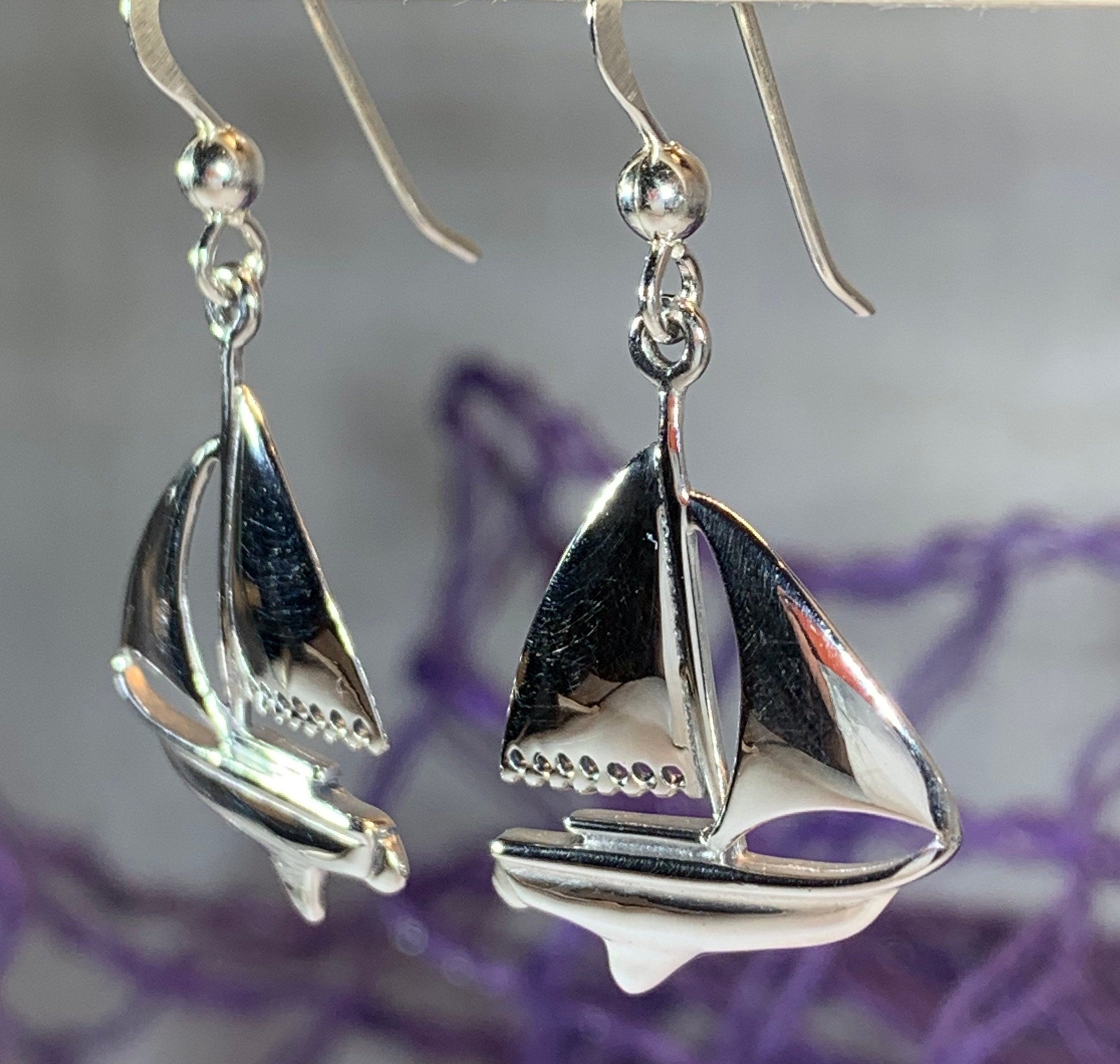 Sailboat Earrings, Nautical Jewelry, Ship Jewelry, Sailing Jewelry