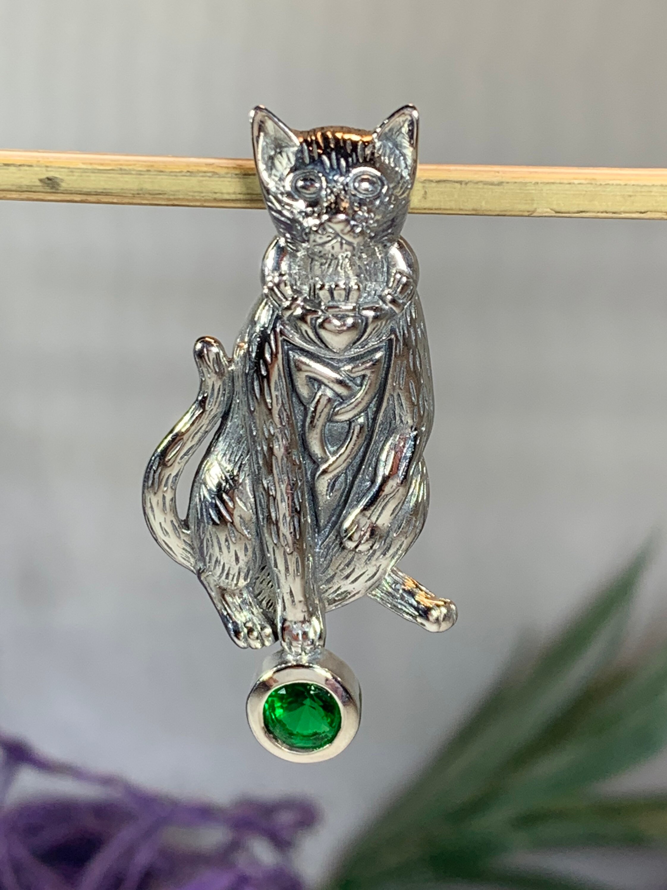 Cat Necklace, Celtic Jewelry, Animal Necklace, Nature Necklace, Cat Mom Gift, Wiccan Jewelry