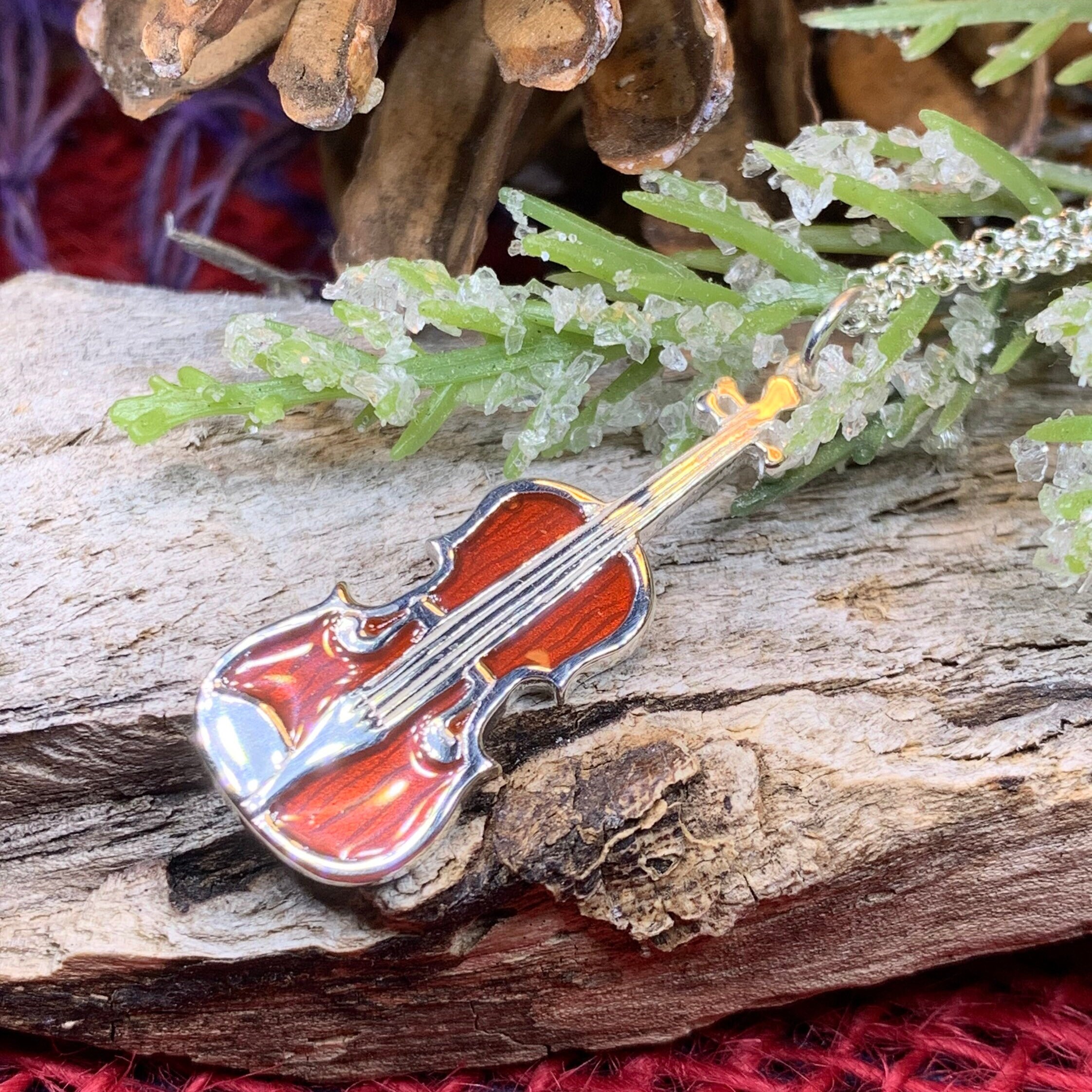 Collier de violon en forme de maison d'elfe - Bijou d'orchestre - Collier  d'orchestre - Collier d'instrument de musique classique - Fabriqué à la main
