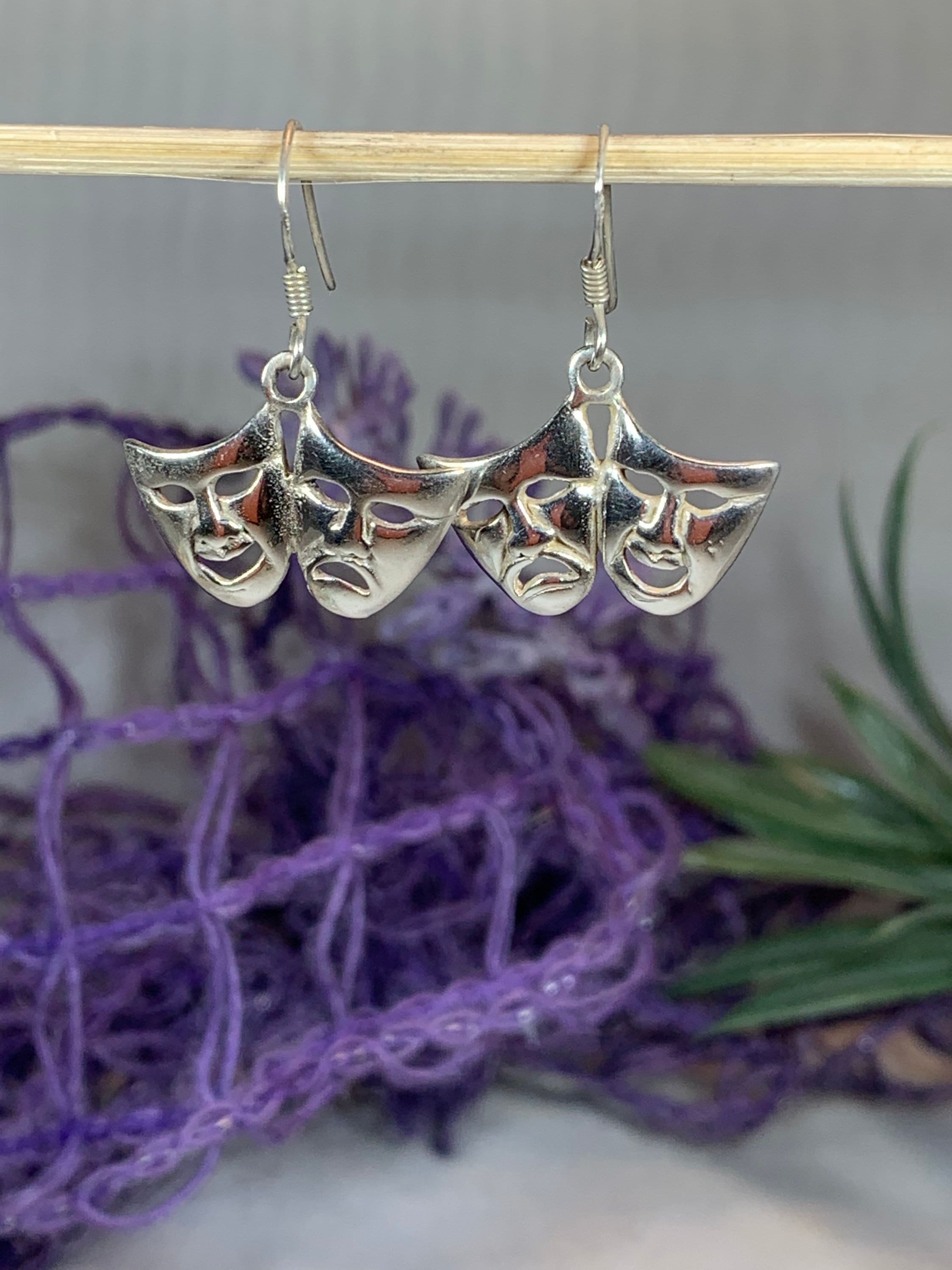 Theater Mask Earrings, Comedy and Tragedy Jewelry, Mask Jewelry