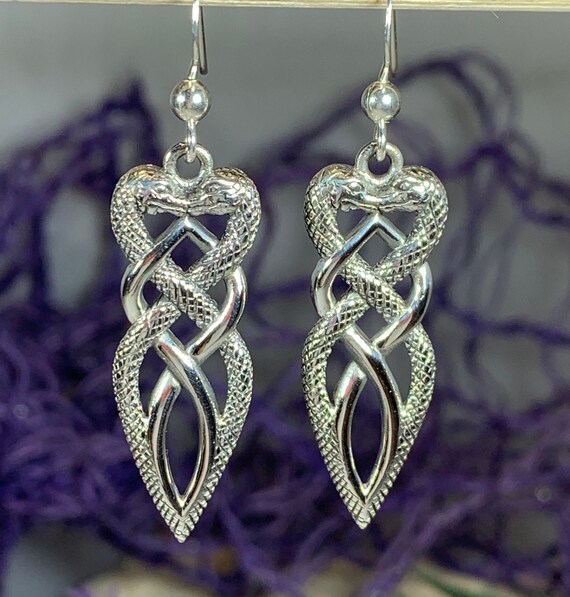 Silver celtic serpent earrings clearance