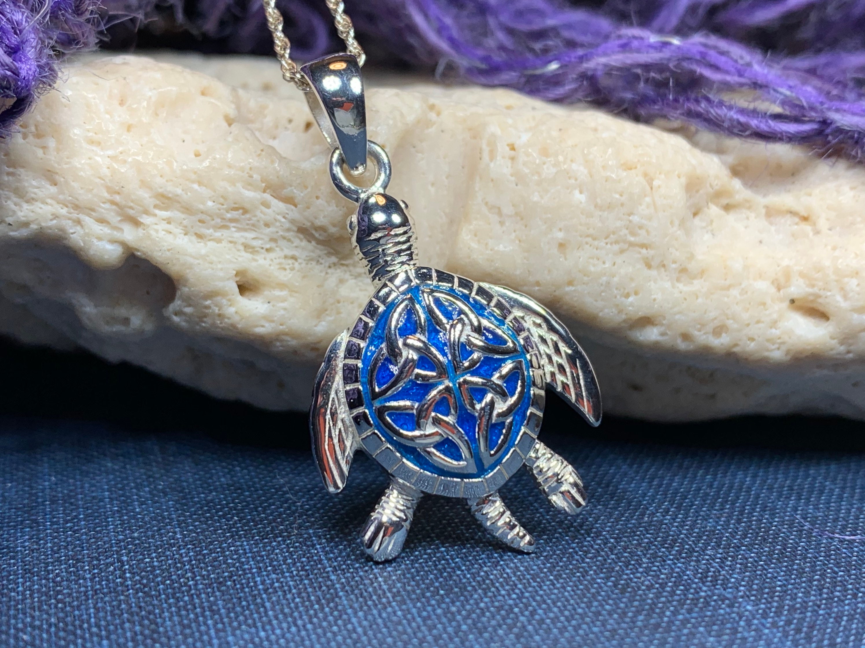 Turtle Necklace, Trinity Knot Pendant, Celtic Jewelry, Sea Turtle ...