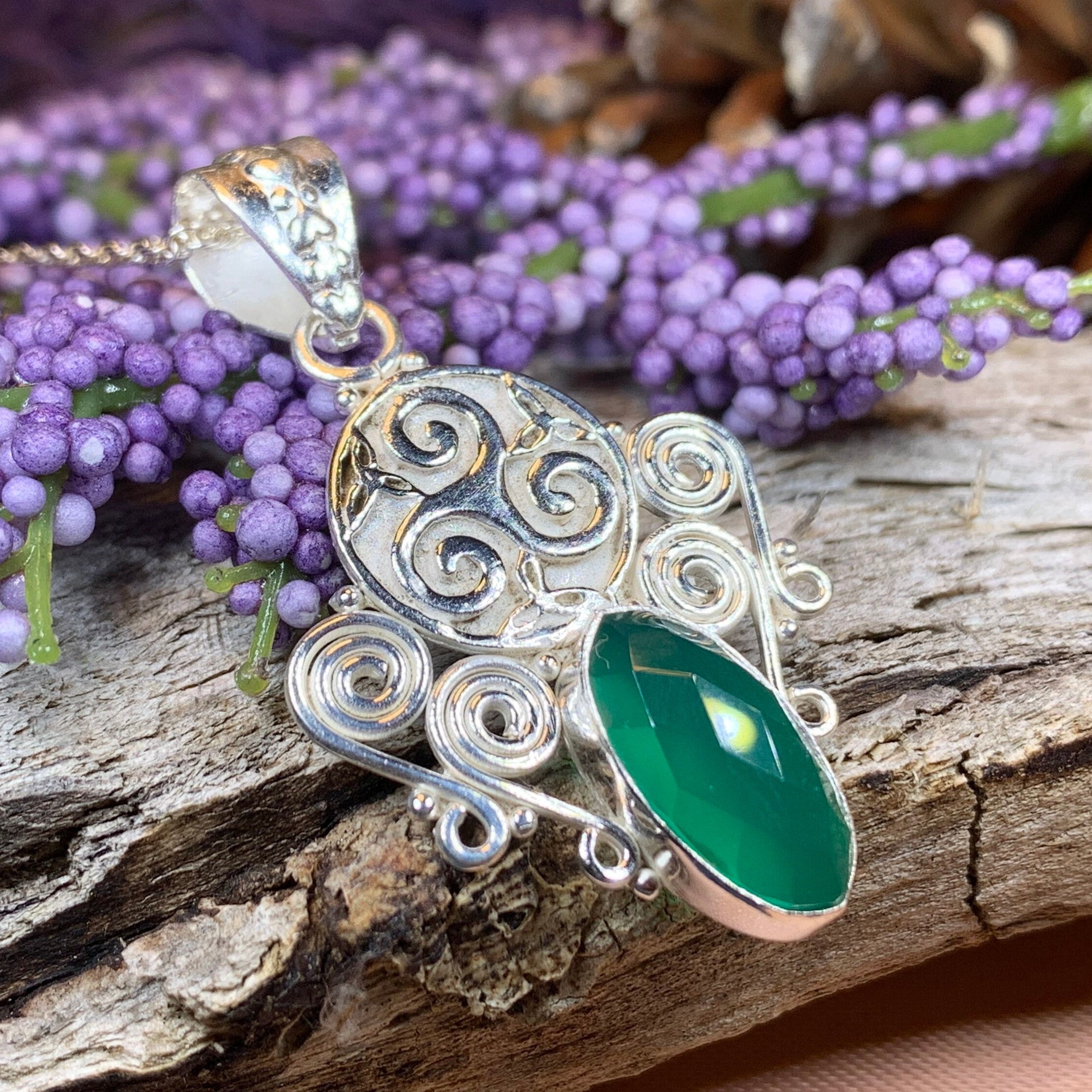 Celtic Spiral Necklace Celtic Necklace Irish Jewelry Triple