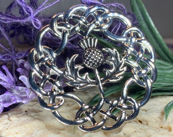 Thistle Brooch, Celtic Jewelry, Scotland Jewelry, Outlander Jewelry, Bagpiper Gift, Thistle Pin, Wiccan Jewelry, Celtic Knot Brooch