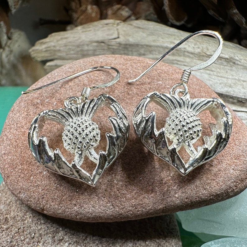 Distel Ohrringe, Keltischer Schmuck, Silber Schottische Ohrringe, Outlander Schmuck, Blumen Schmuck, Mutter Geschenk, Natur Schmuck, Große Ohrringe Bild 9