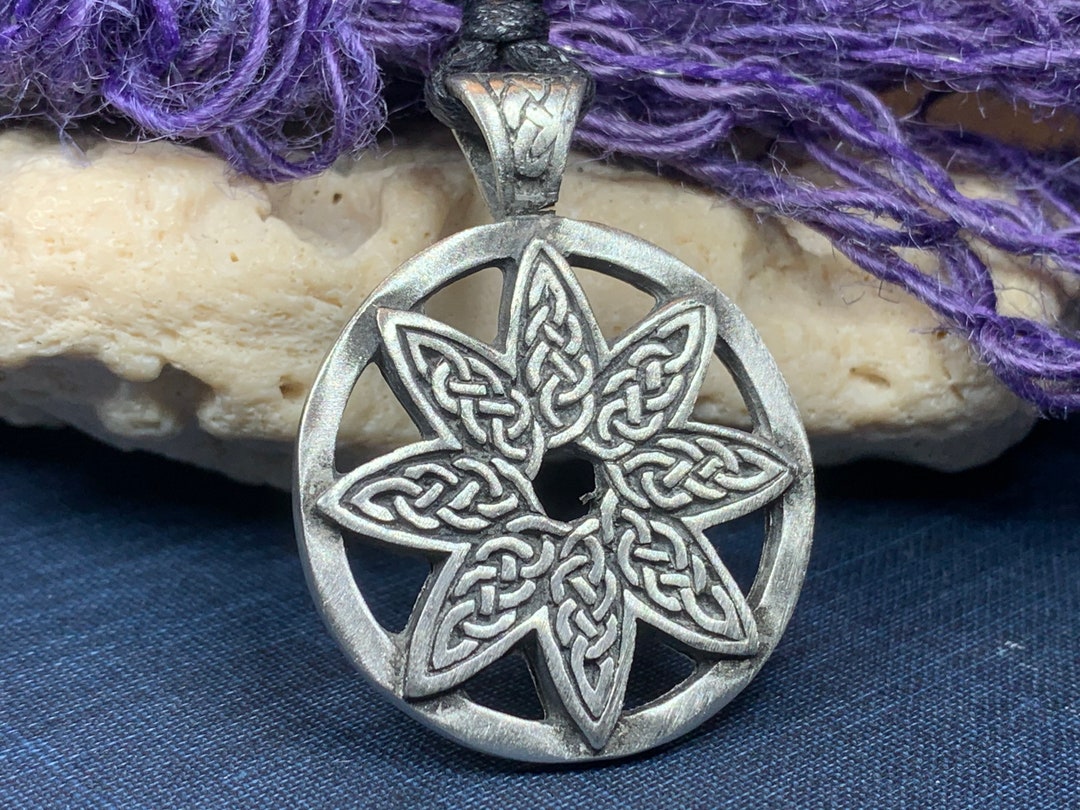 Pendentif Celtique Irlandais Vintage Pierre Peinte - Ancien Bijou Naturel