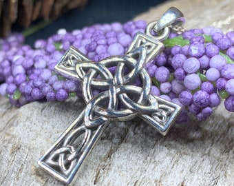 Celtic Cross Necklace, Irish Jewelry, Celtic Pendant, Quaternary Knot Pendant, Scotland Jewelry, First Communion Gift, Confirmation Gift