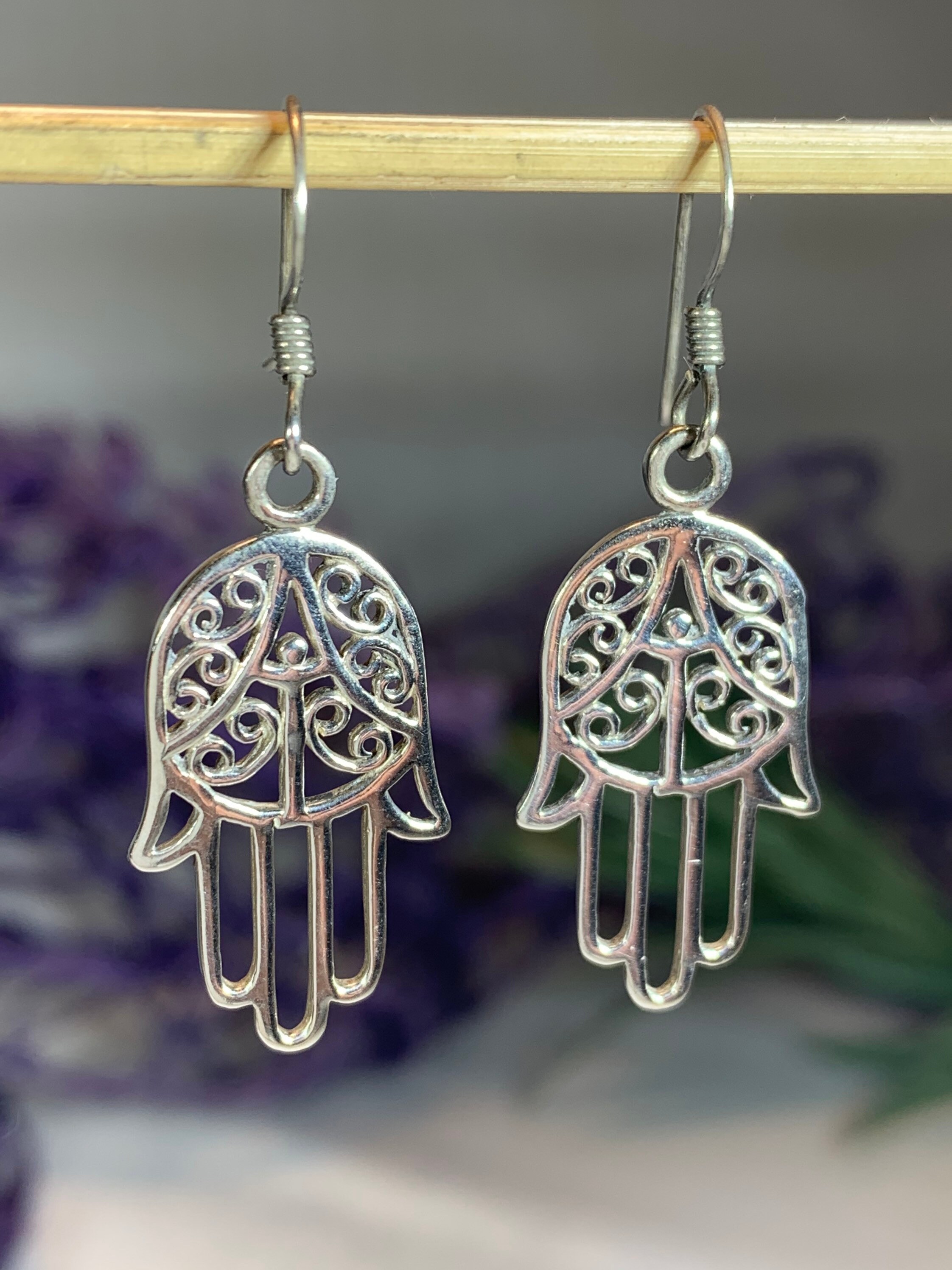 Hamsa Hand Earrings, Celtic Jewelry, Celtic Knot Jewelry, Wiccan Jewelry, Hand Jewelry