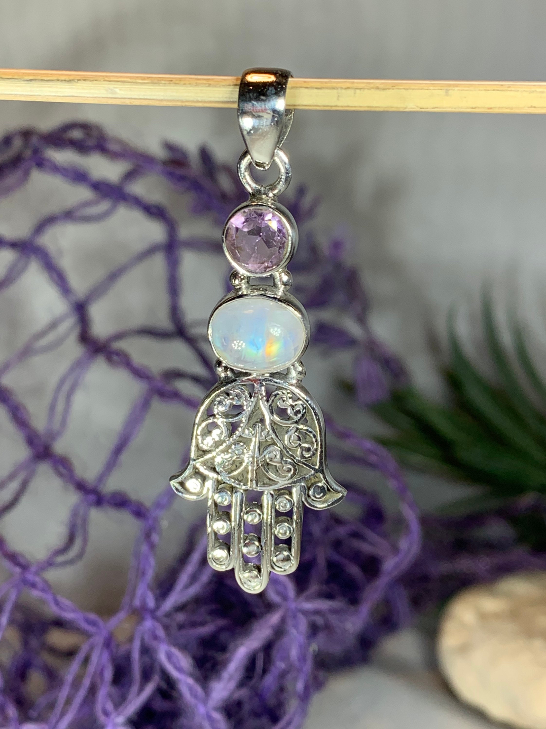 Hamsa Hand Necklace, Celtic Jewelry, Evil Eye Jewelry