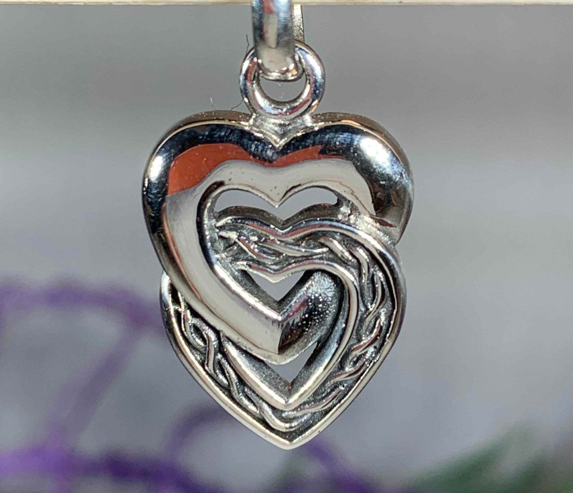 Heart Necklace, Celtic Jewelry, Irish Jewelry, Double Heart Necklace ...
