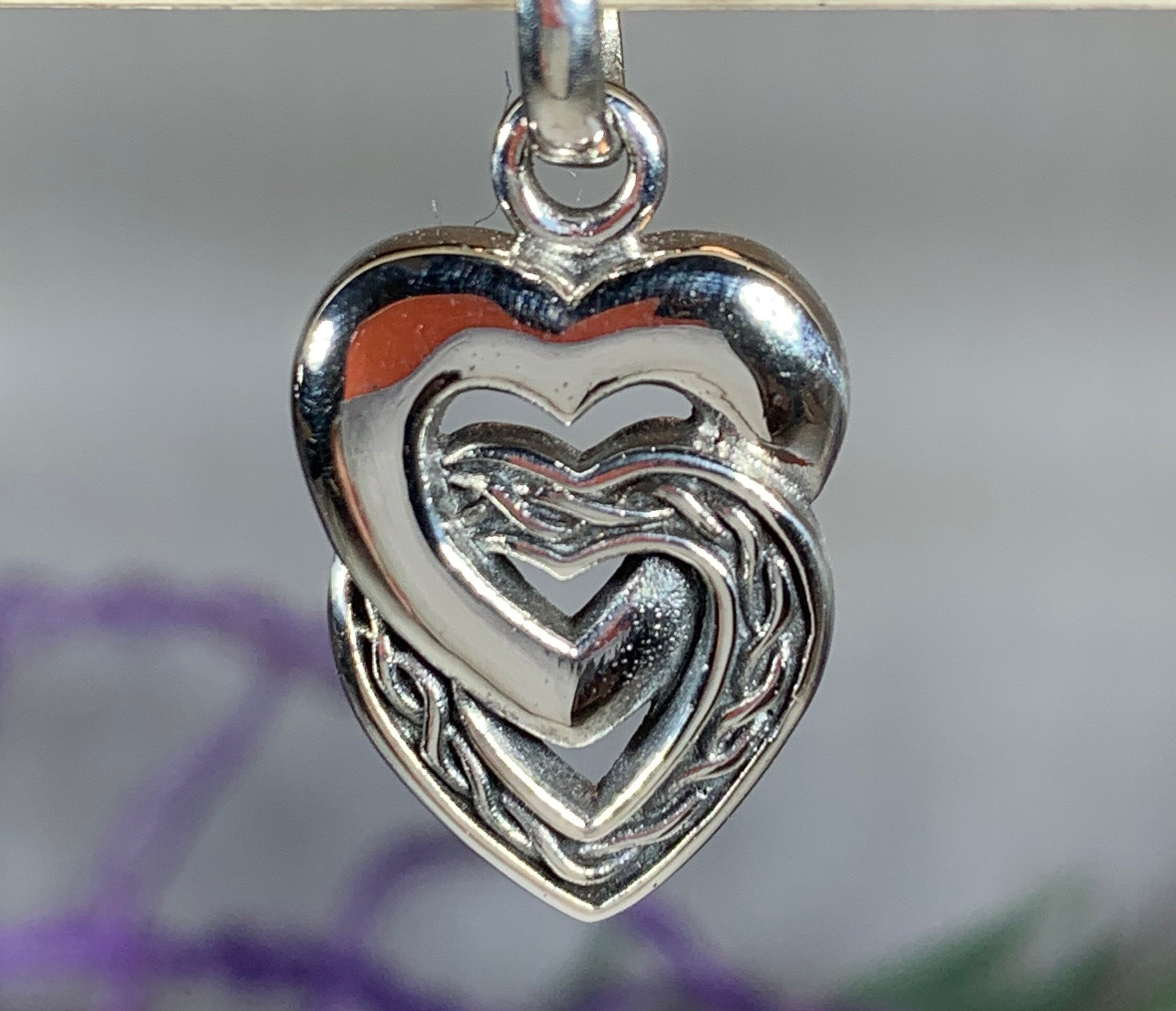 Heart Necklace, Celtic Jewelry, Irish Jewelry, Double Heart Necklace