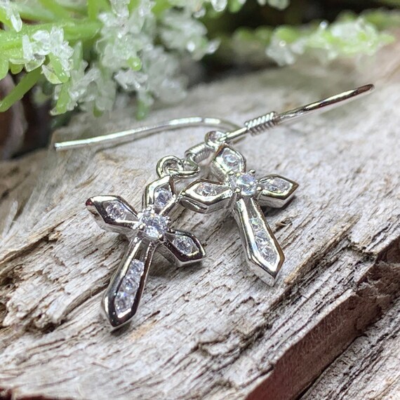 Celtic Cross Earrings Celtic Jewelry Diamond Cross Earrings