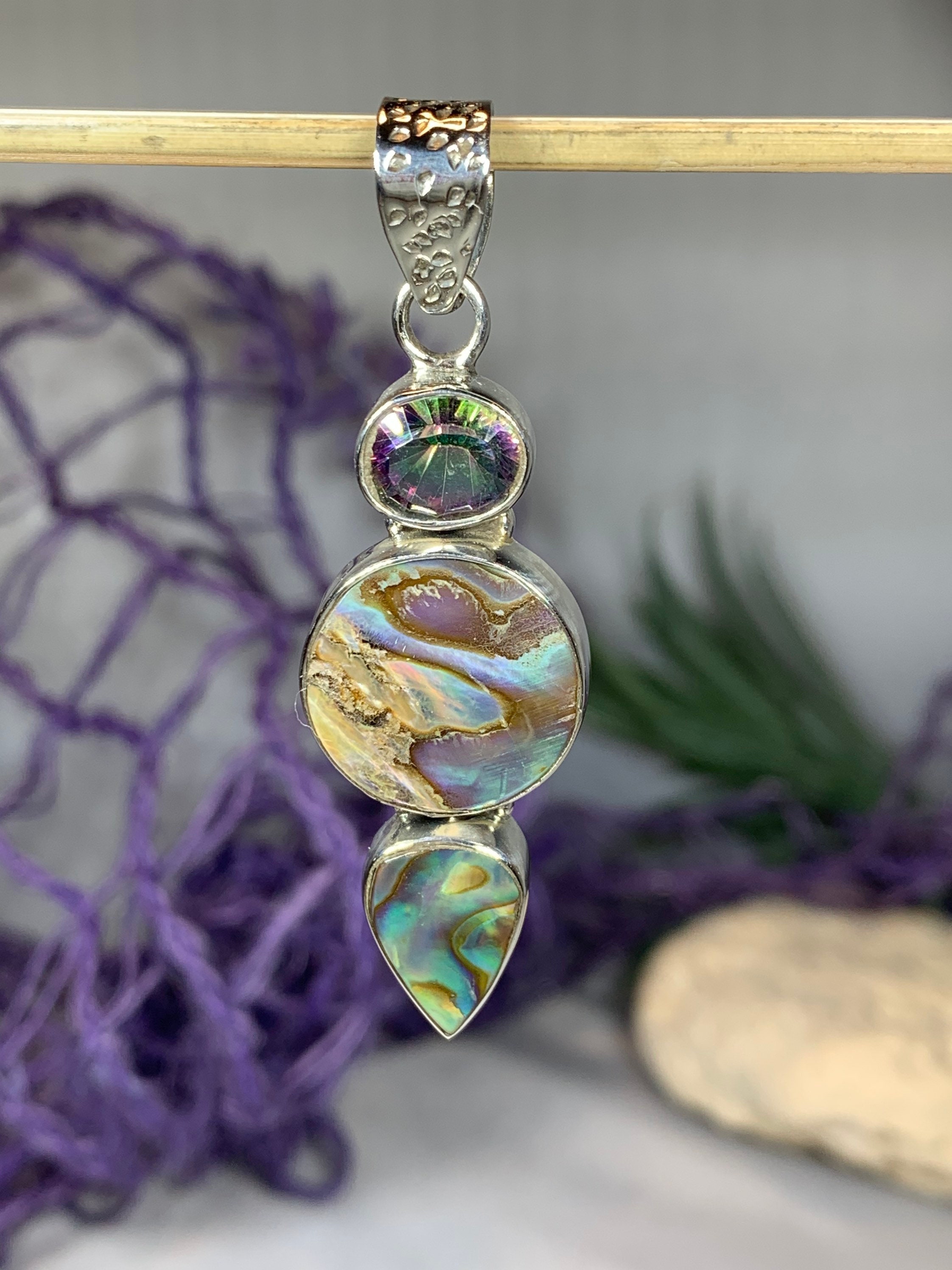 Mystic Ocean Necklace, Abalone Shell Pendant, Beach Jewelry, Celtic