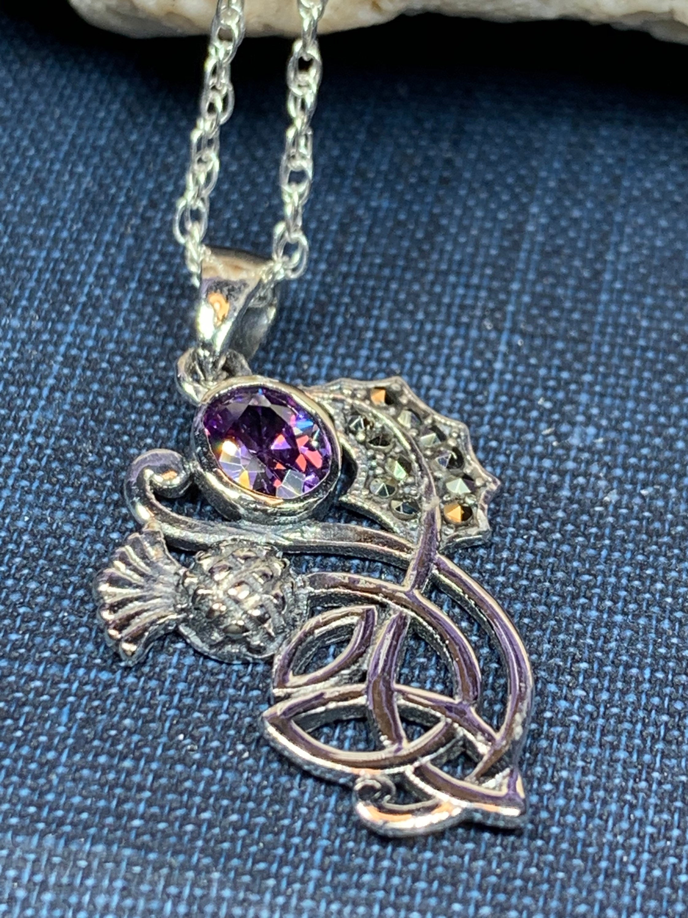 Thistle Necklace, Celtic Jewelry, Trinity Knot Jewelry, Scotland 