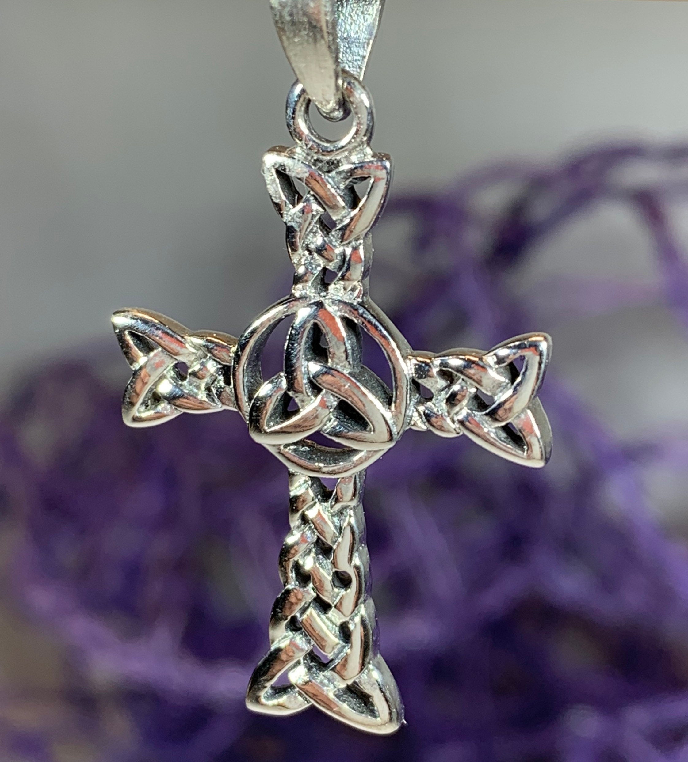 Celtic Cross Necklace, Irish Jewelry, Trinity Knot Jewelry, Mom Gift