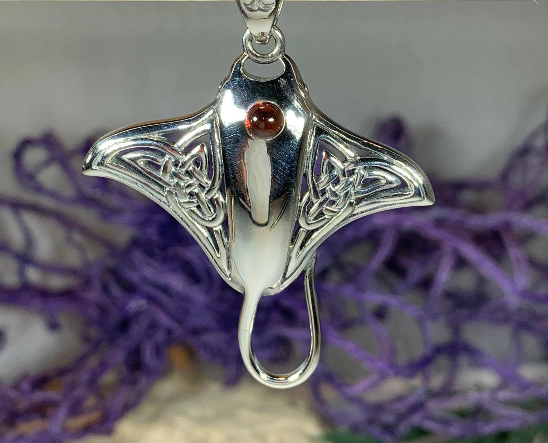 Manta Ray Necklace, Nautical Jewelry, Sea Jewelry, Irish Jewelry, Nature Jewelry, Fish Necklace 