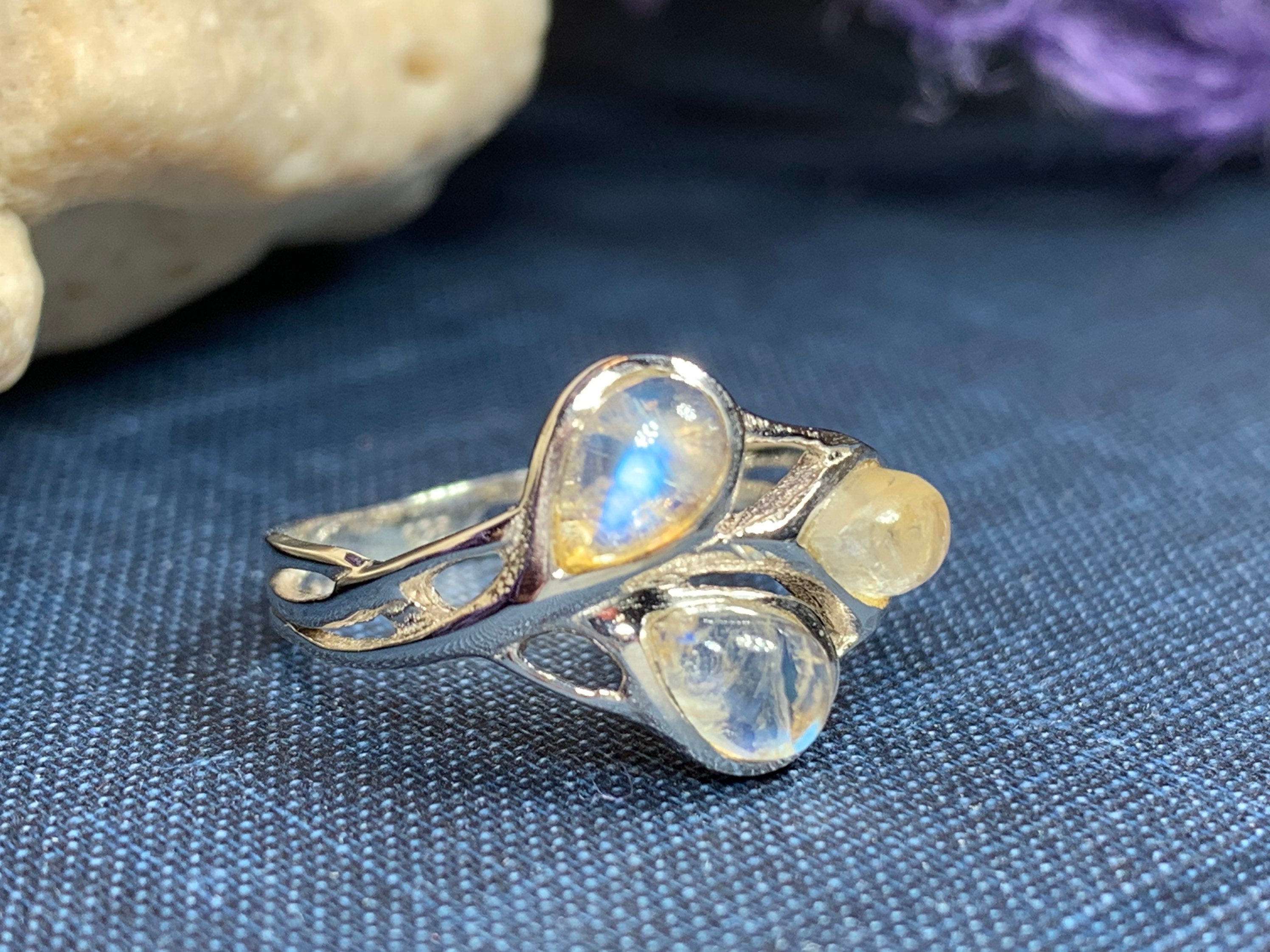 Celtic Love Knot Ring, Moonstone Jewelry, Moonstone Ring, Celestial