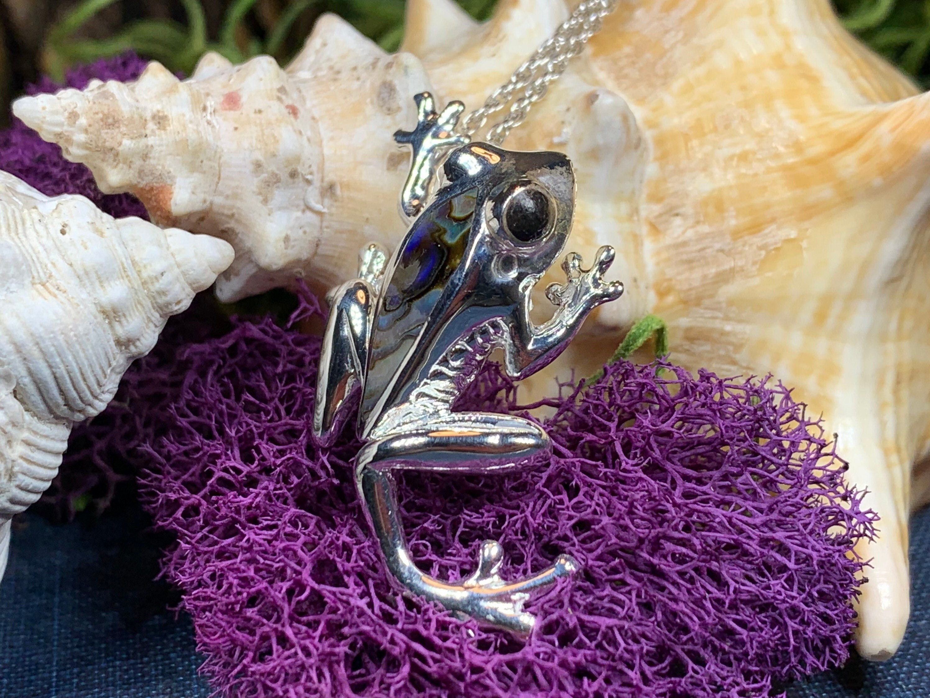 Frog Necklace Tree Frog Jewelry Nature Jewelry Abalone Etsy