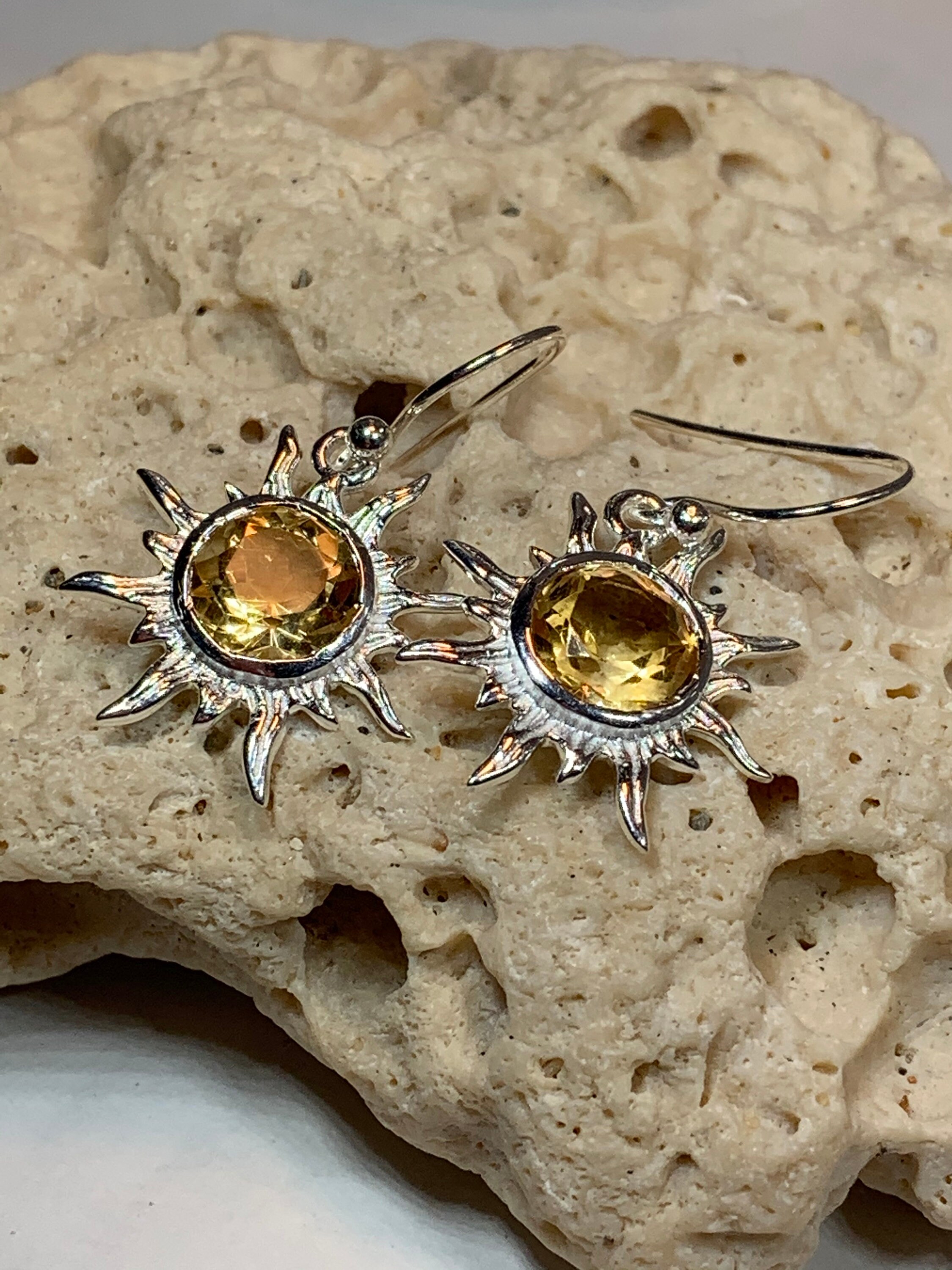 Sun Earrings, Celtic Jewelry, Celestial Jewelry, Gemstone Earrings