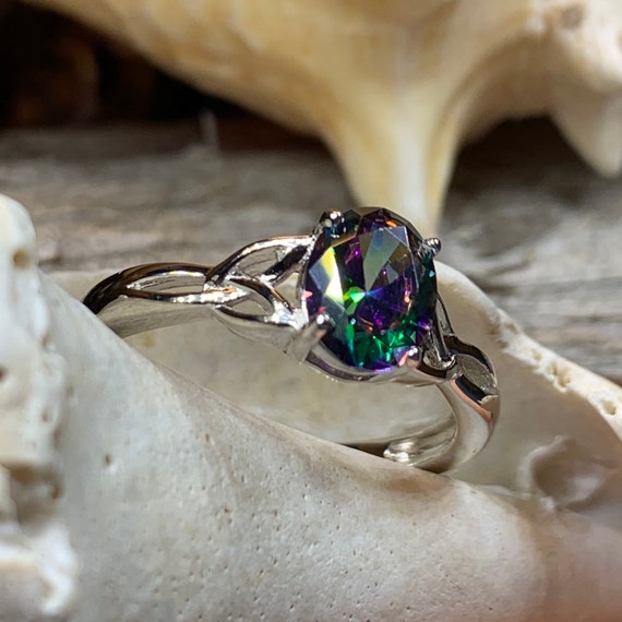 Scottish Twilight Celtic Ring Celtic Ring Scotland Ring Topaz Ring Trinity Knot Jewelry Anniversary Gift Cocktail Ring Rose Gold Ring
