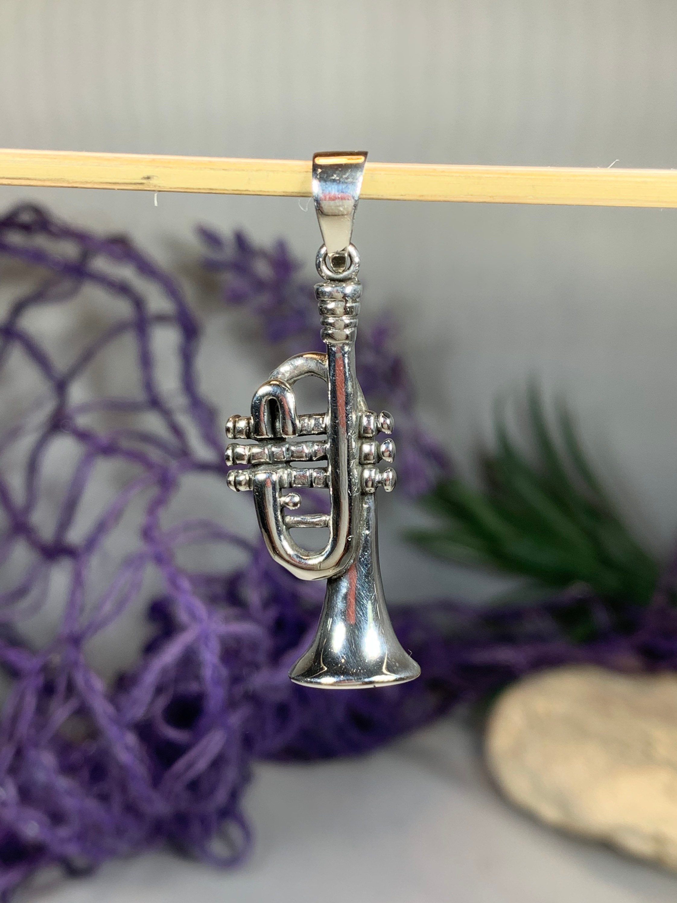 Trumpet Necklace, Music Jewelry, Instrument Jewelry, Band Jewelry, Jazz