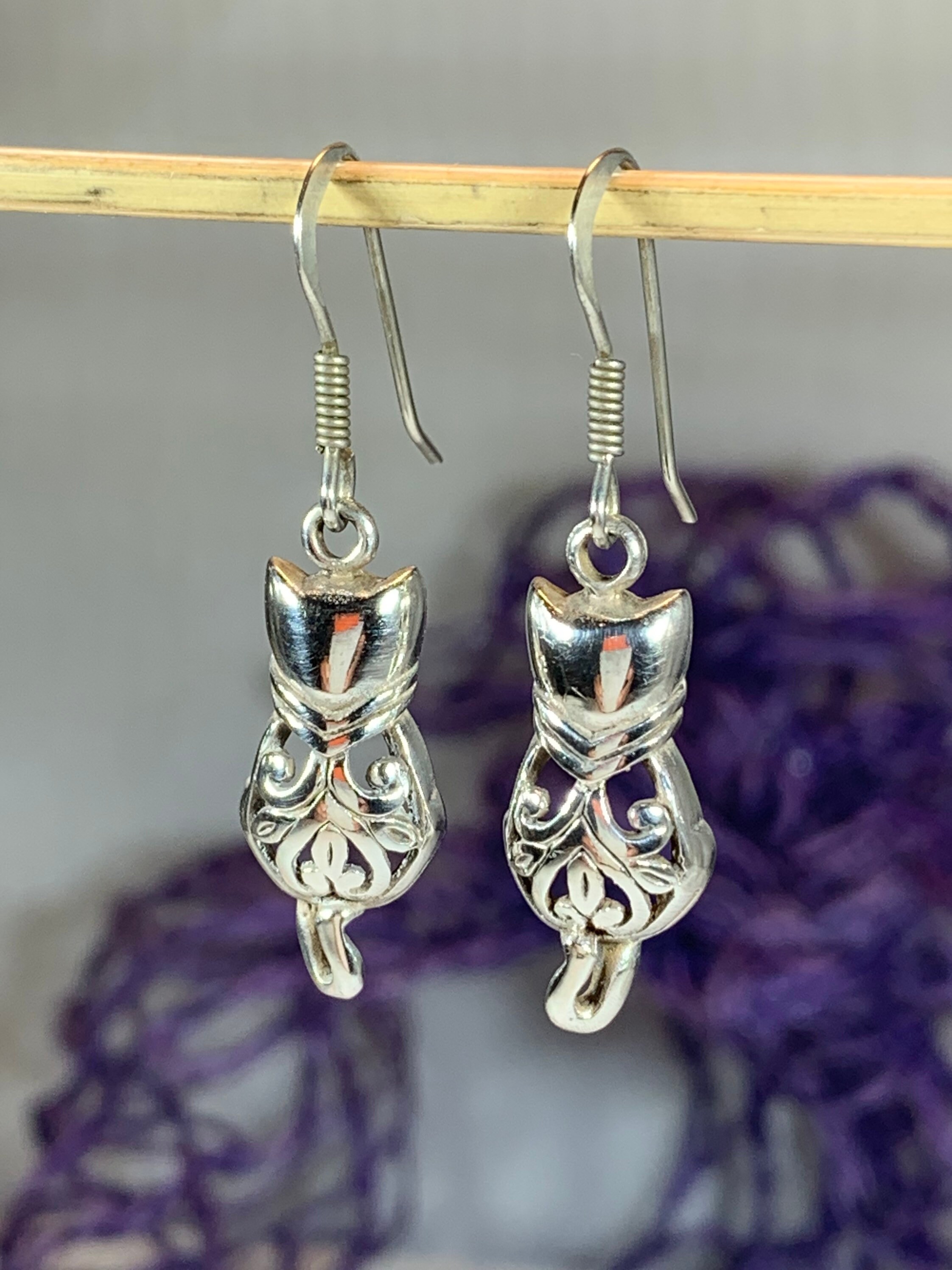 Celtic Cat Earrings, Cat Lover Gift, Celtic Jewelry, Irish Jewelry, Cat