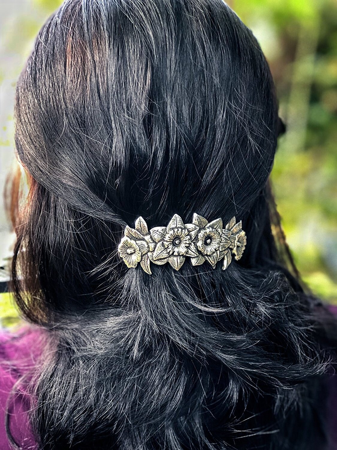 Daffodil Hair Clip, Celtic Barrette, Flower Jewelry, Welsh Jewelry