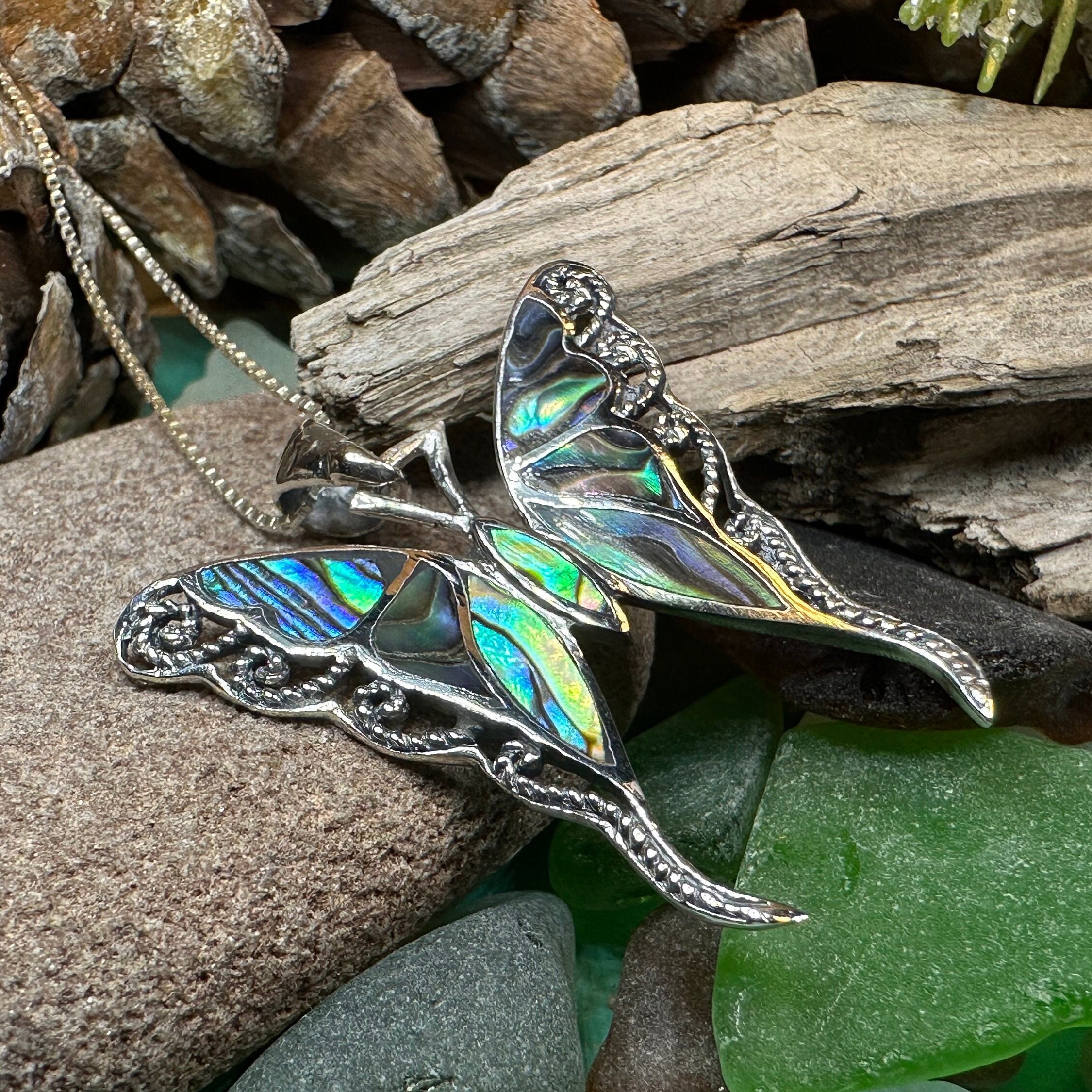 Abalone butterfly necklace deals