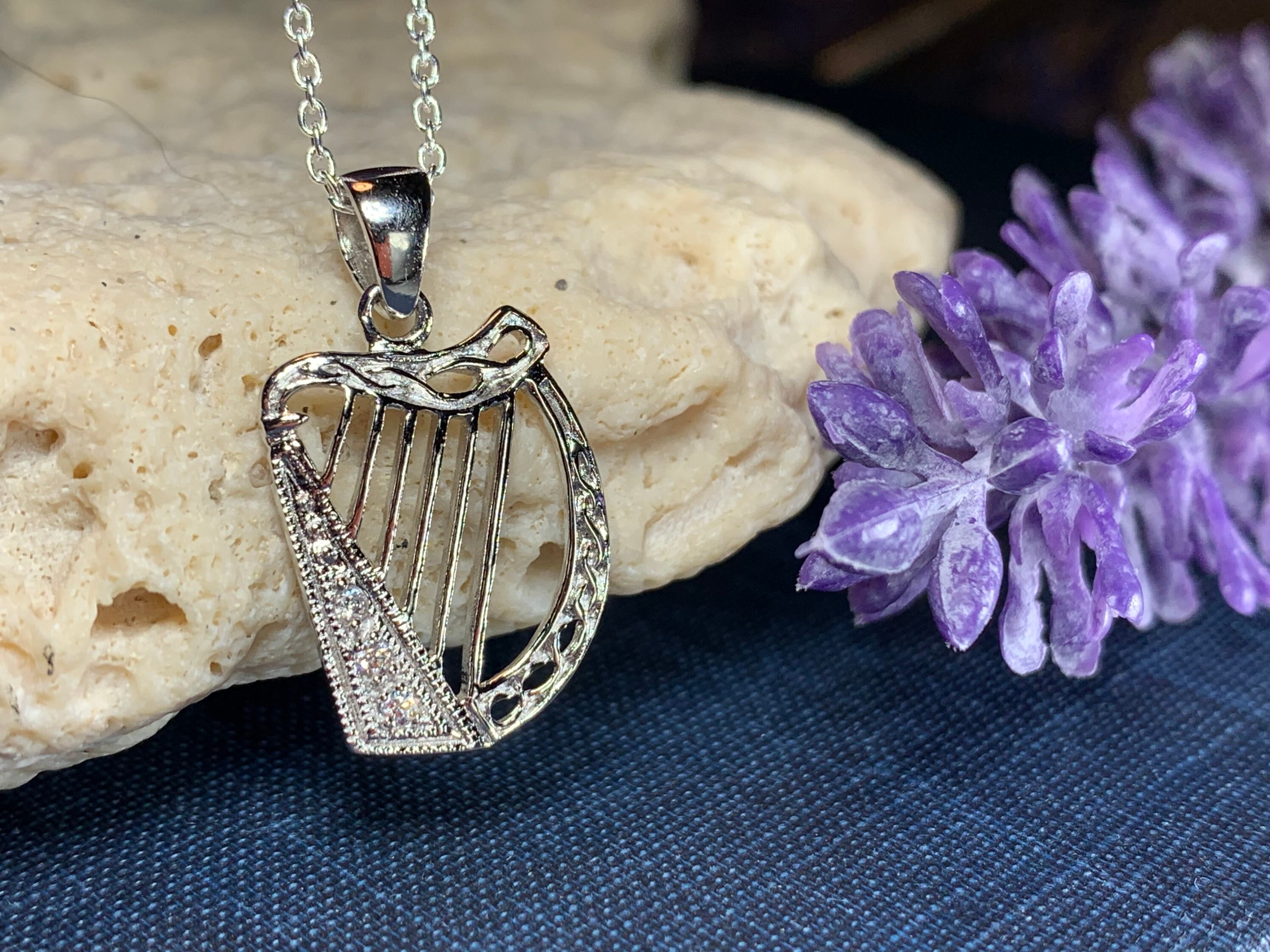 Harp Necklace, Celtic Jewelry, Irish Jewelry, Ireland Gift, Anniversary