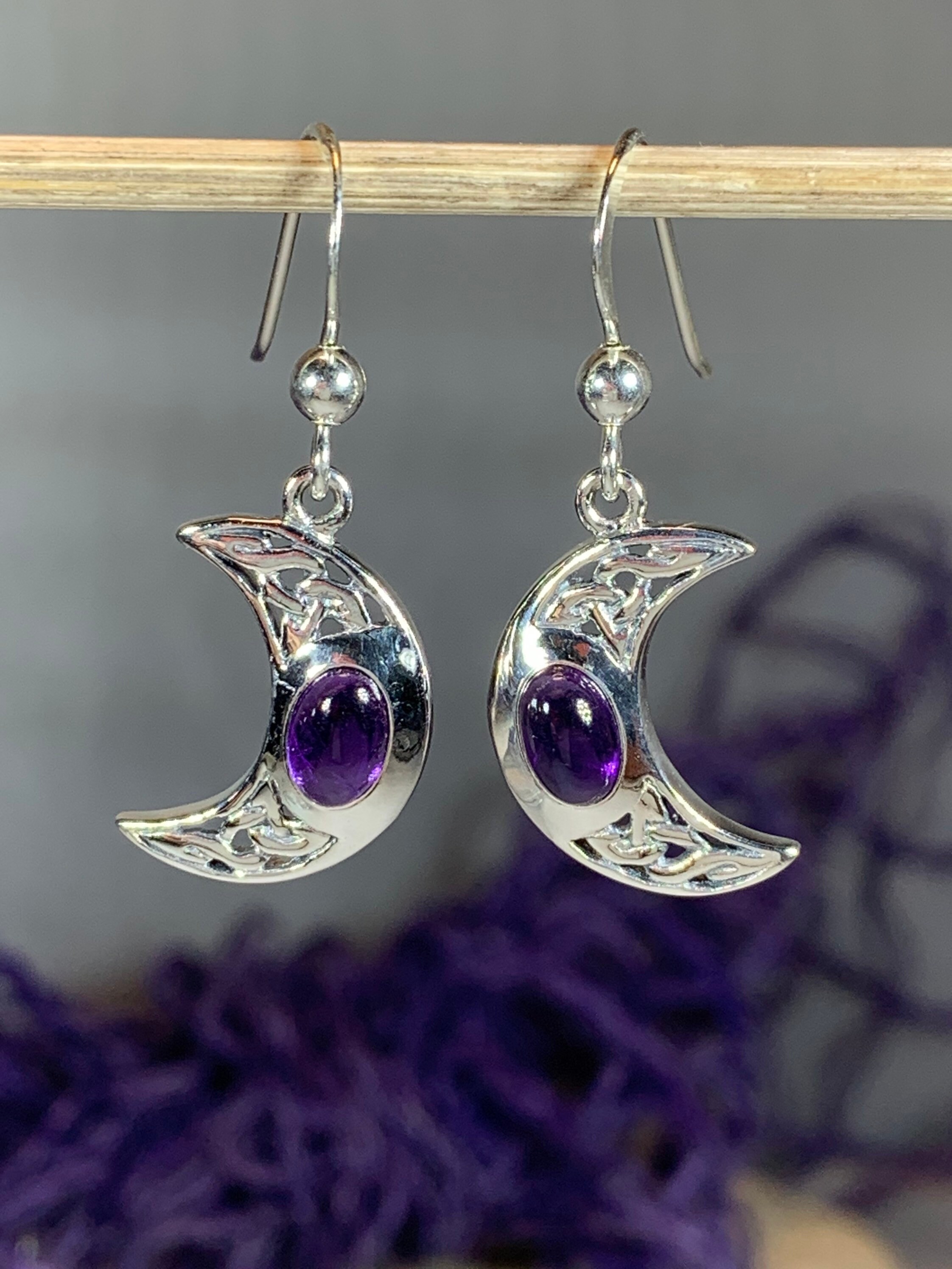 Moon Earrings, Celtic Jewelry, Irish Jewelry, Gemstone Jewelry