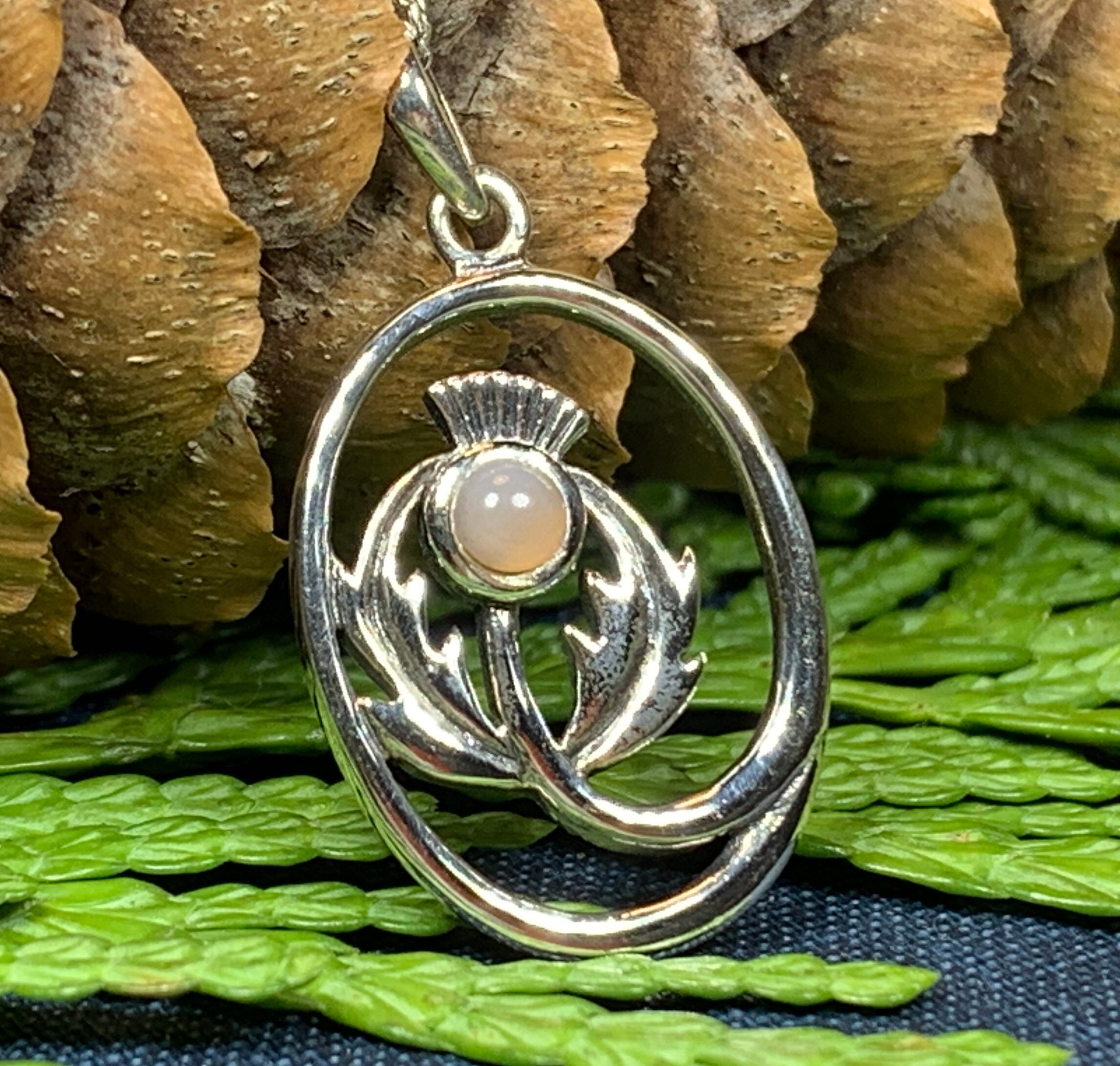 Thistle Necklace, Flower Necklace, Scotland Jewelry, Outlander Jewelry