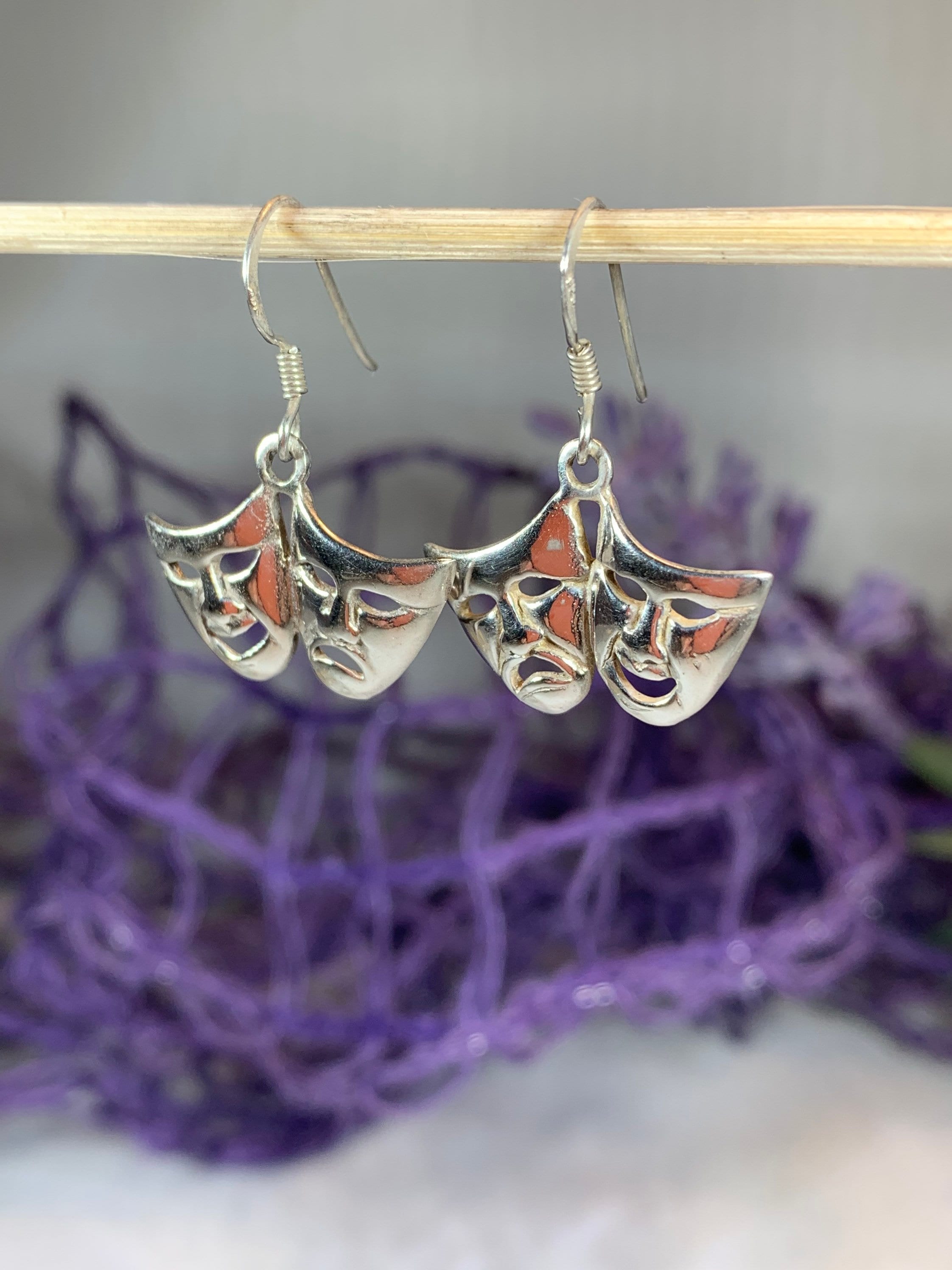 Theater Mask Earrings, Comedy and Tragedy Jewelry, Mask Jewelry