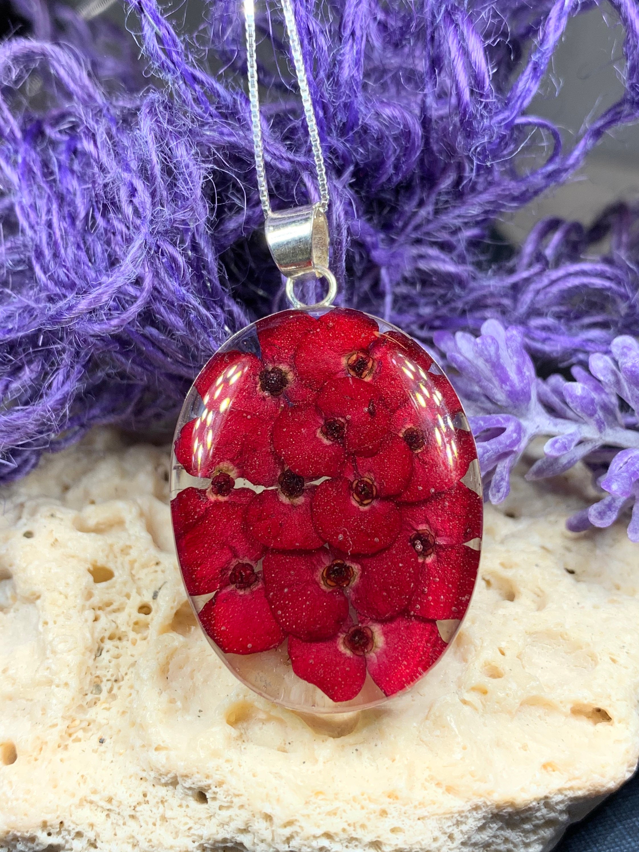 Poppy Necklace, Celtic Jewelry, Flower Jewelry, August Birthday Flower