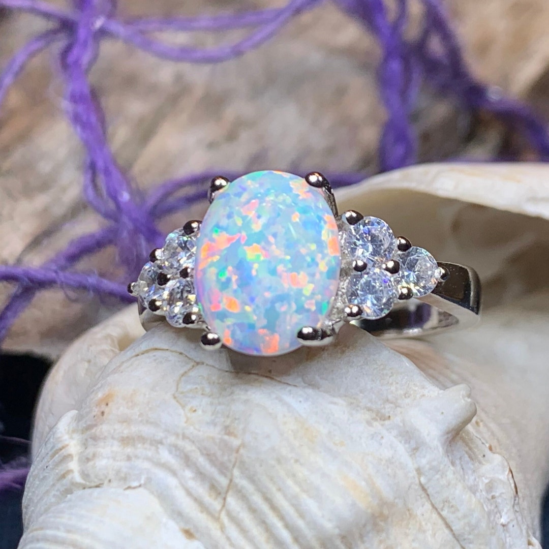 Opal Celtic Ring, Celtic Ring, Opal Engagement Ring, Silver Opal Ring ...