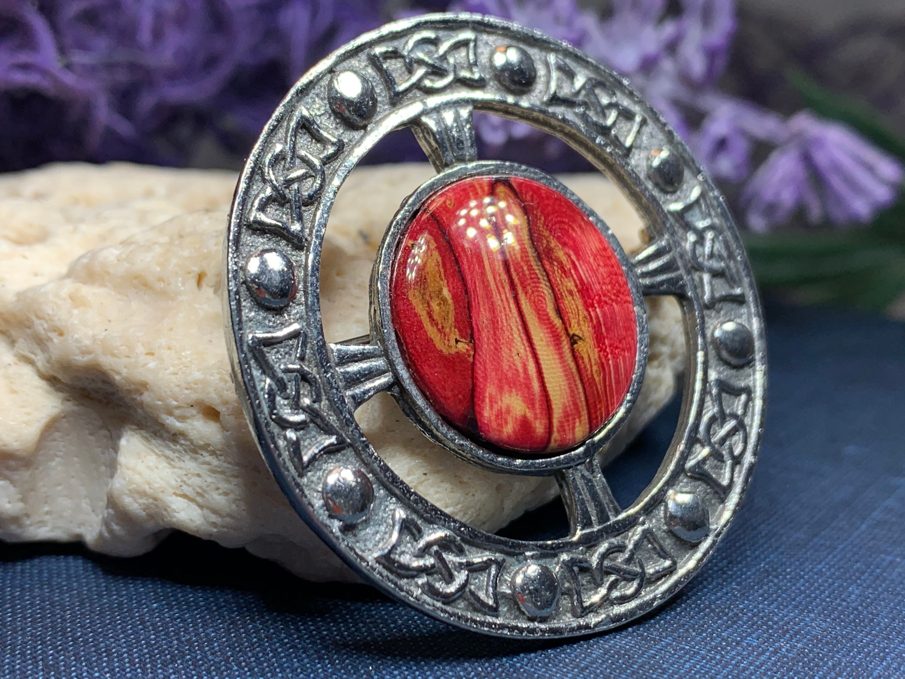 Scottish Heather Brooch, Heather Gem, Celtic Jewelry, Tartan Pin