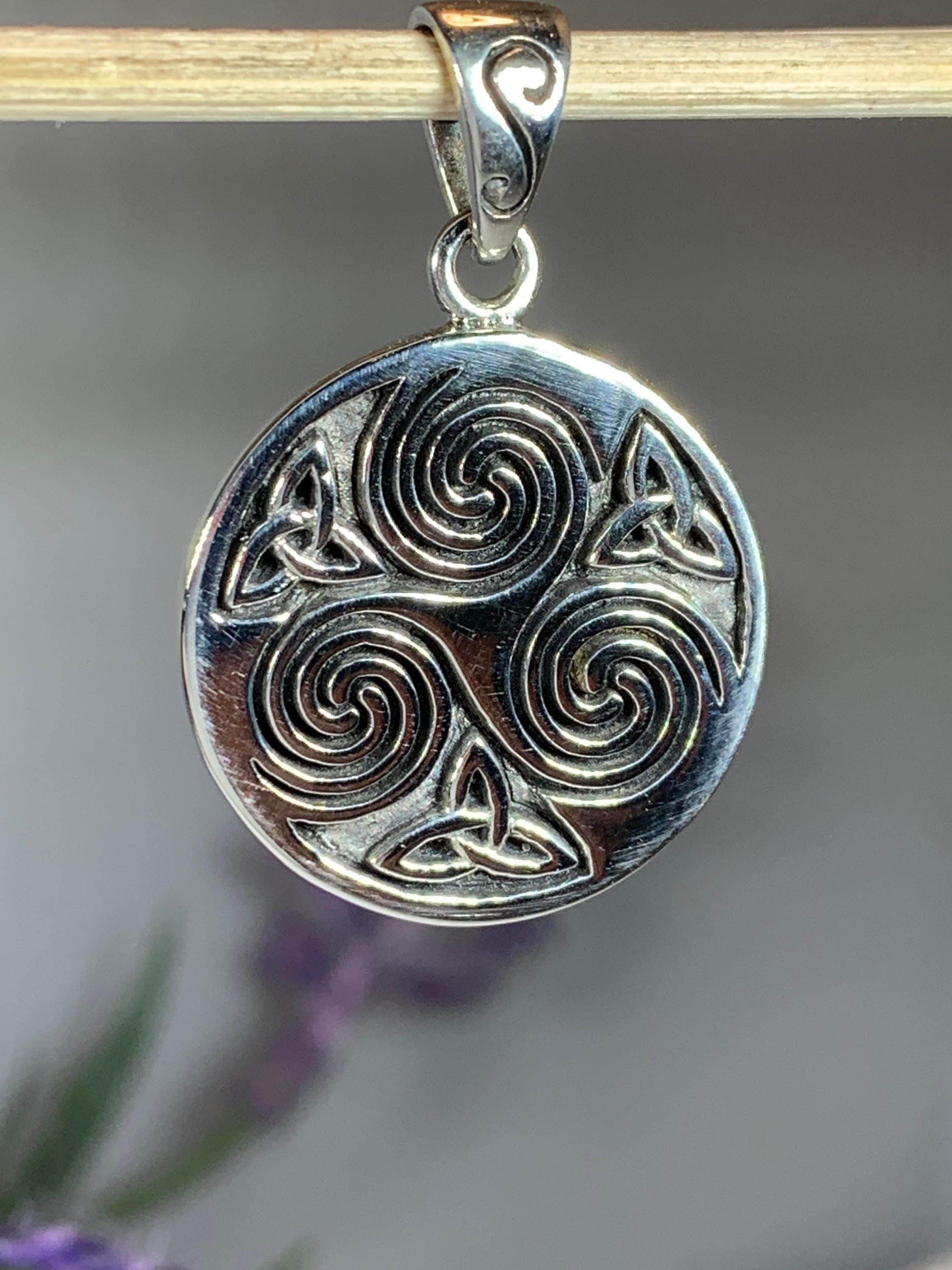 Celtic Spiral Necklace, Celtic Necklace, Irish Jewelry, Triple Spiral Jewelry, Pagan Jewelry