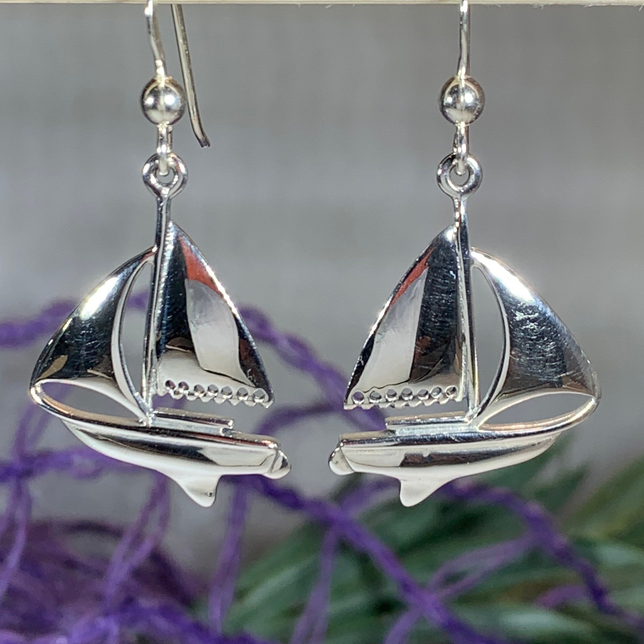 Sailboat Earrings, Nautical Jewelry, Ship Jewelry, Sailing Jewelry