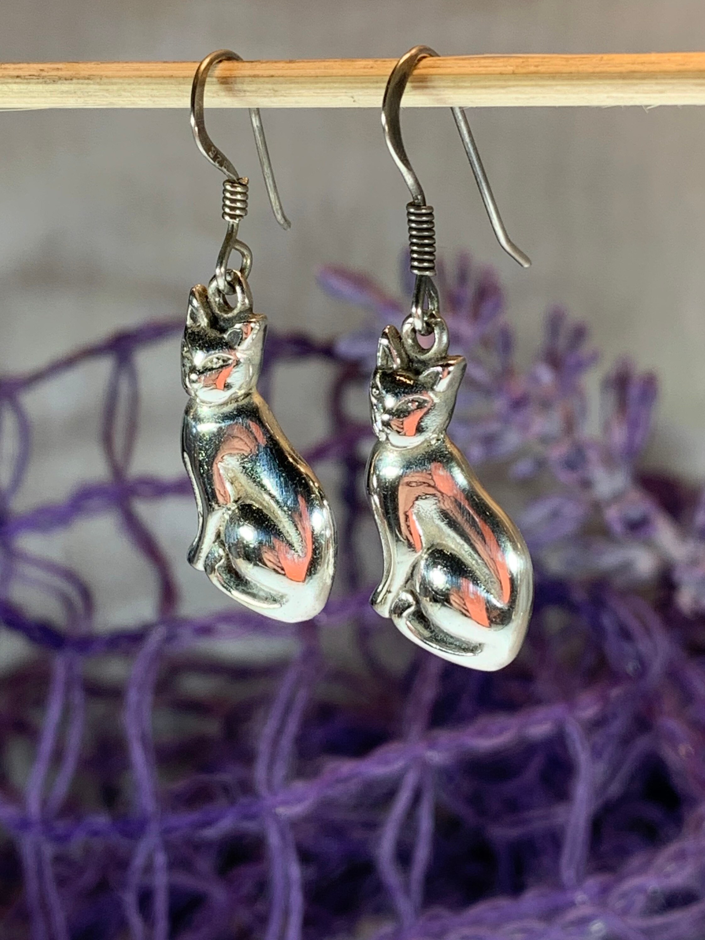 Cat Earrings, Animal Earrings, Cat Lover, Cat Mom, Animal Jewelry