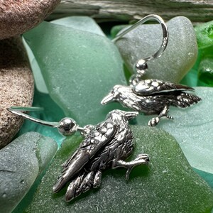 Raven Earrings, Celtic Jewelry, Wiccan Jewelry, Crow Jewelry, Black Bird Jewelry, Bird Jewelry, Pagan Jewelry, Nature Lover, Poe Jewelry image 4