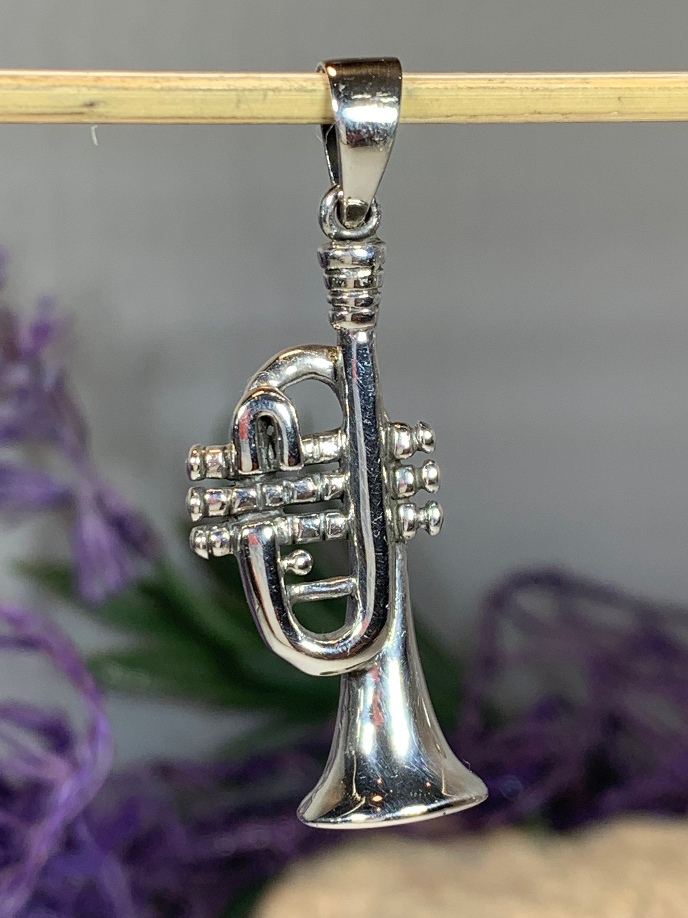 Trumpet Necklace, Music Jewelry, Instrument Jewelry, Band Jewelry, Jazz