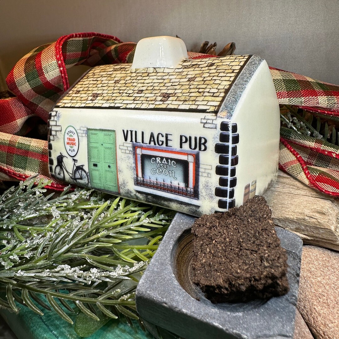 Irish Cottage Incense Burner, Irish Pub Gift, Irish Gift, Irish Turf, Peat Burner, Turf Burner
