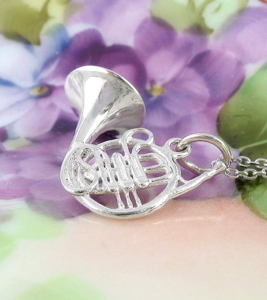 French Horn Necklace, Music Jewelry, Instrument Jewelry, Band Jewelry