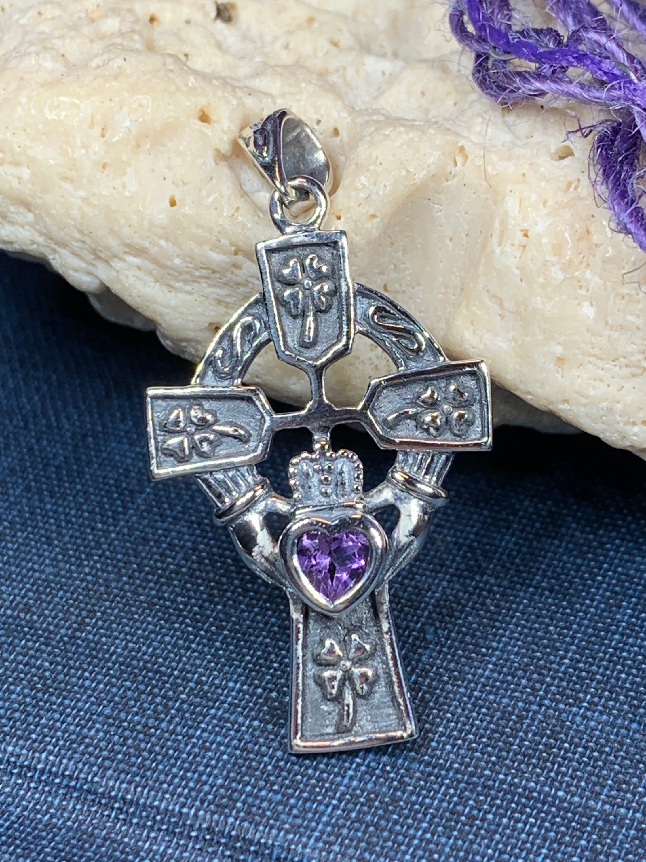 Celtic Cross Claddagh Necklace, Claddagh Jewelry, Irish Cross, Irish ...