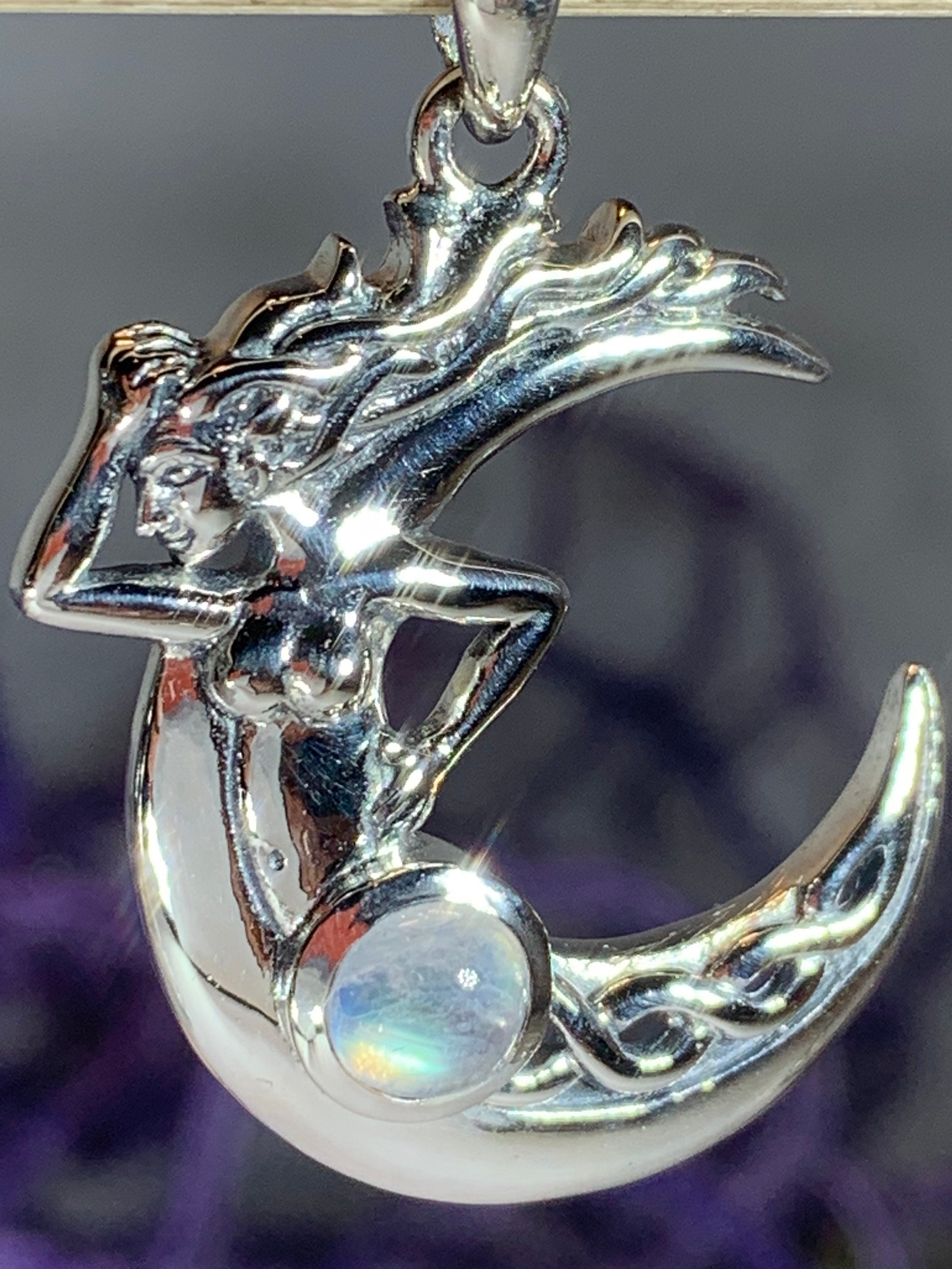 Moon Necklace, Triple Moon Pendant, Goddess Pendant, Celtic Jewelry