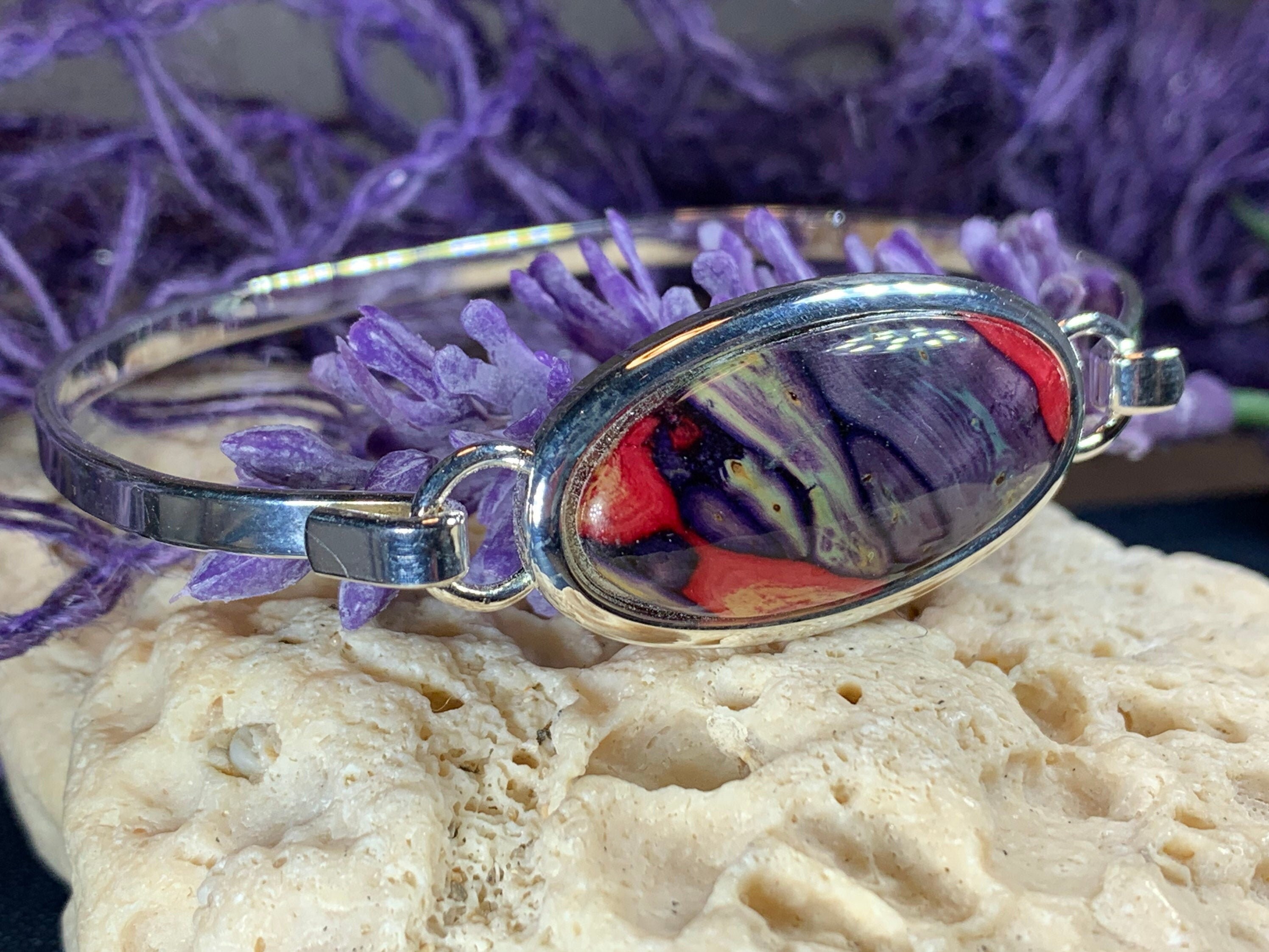 Scottish Celtic Bracelet, Heather Gem, Scotland Jewelry, Unique