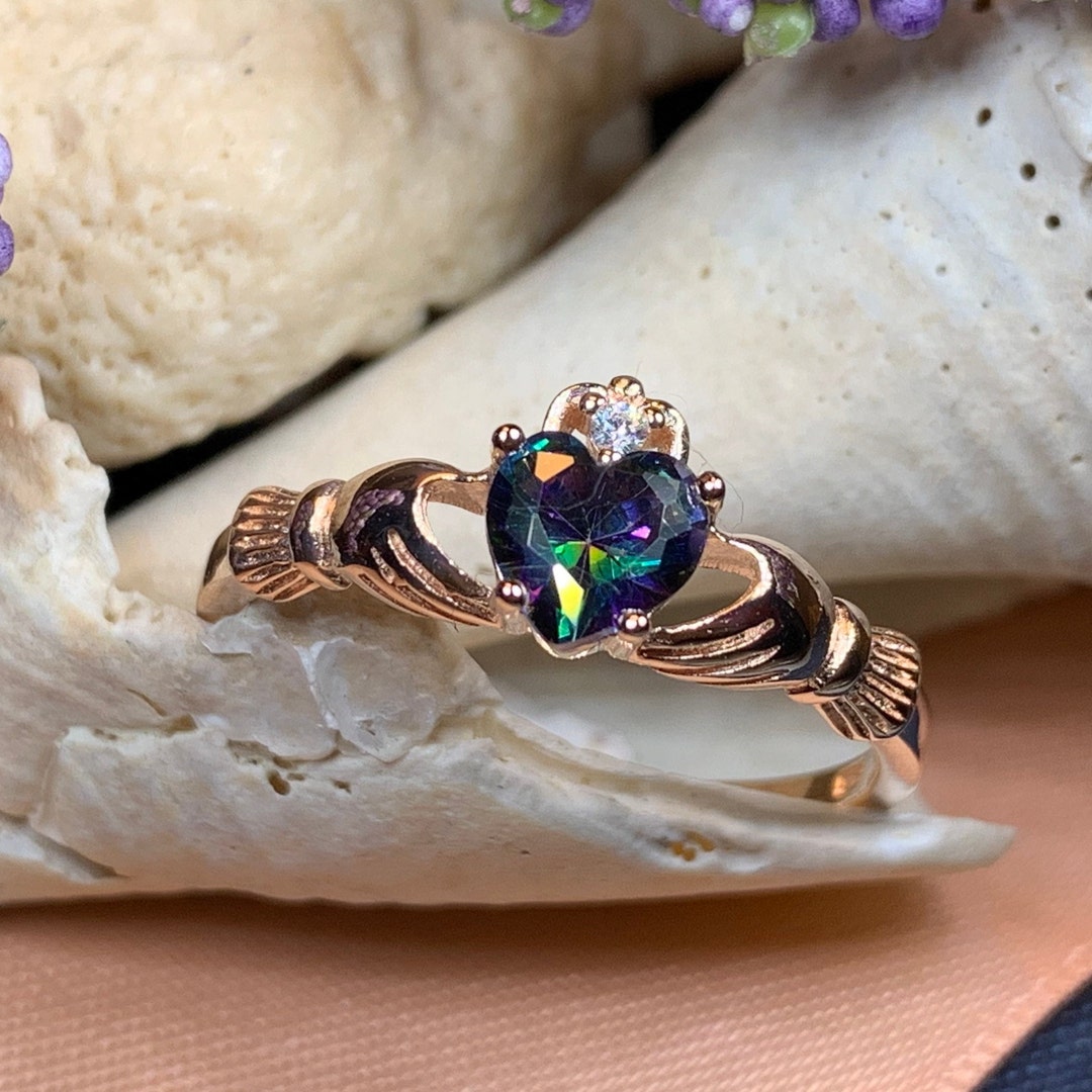 Claddagh Ring Celtic Jewelry Irish Jewelry Mystic Topaz - Etsy