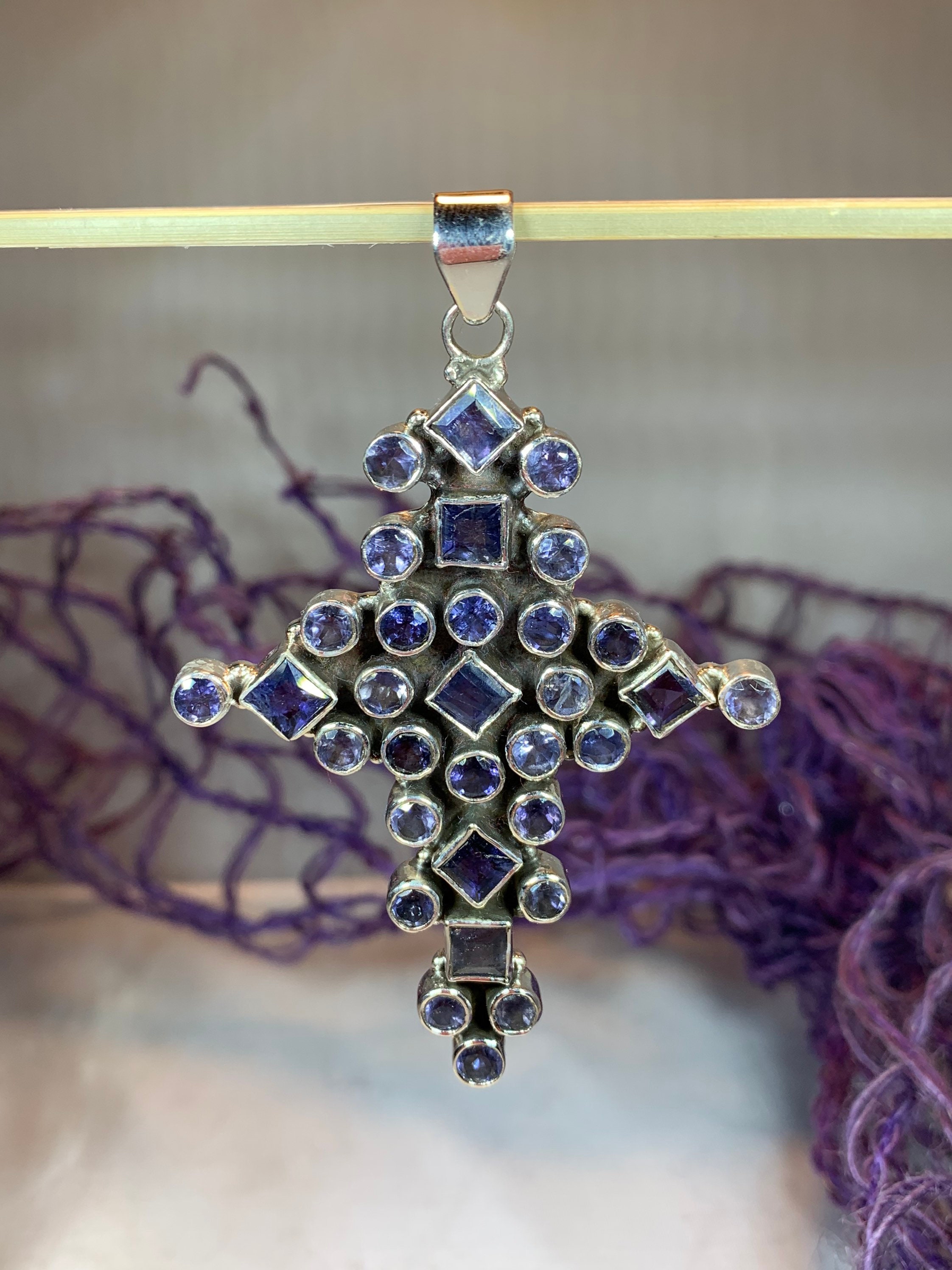 Medieval Cross Necklace, Cross Necklace, Gemstone Cross Pendant