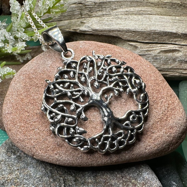 Baum des Lebens Halskette, keltischer Schmuck, irischer Anhänger, Baumschmuck, Mama Geschenk, Jahrestagsgeschenk, Sterling Silber, Abschlussgeschenk, Frau Geschenk